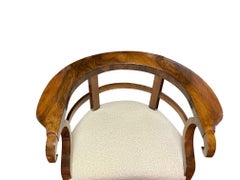 High Polish Mahogany Curved Back, Upholstered Seat Side Chairs, Italian, 1930s