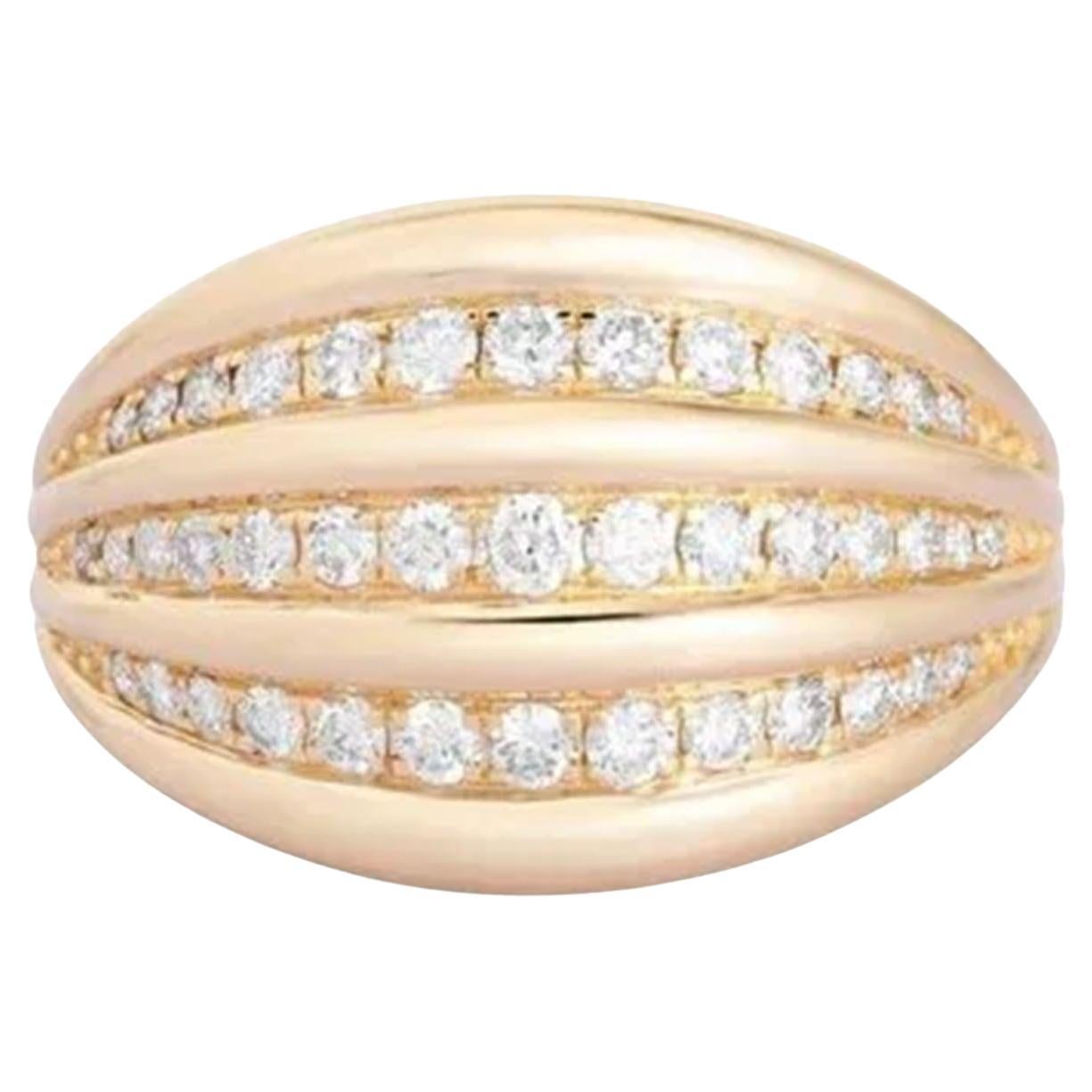 For Sale:  High Polish Triple Diamond 14K (or 18k upon request) Yellow Gold Bands Ring