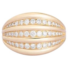High Polish Triple Diamond 14K (or 18k upon request) Yellow Gold Bands Ring