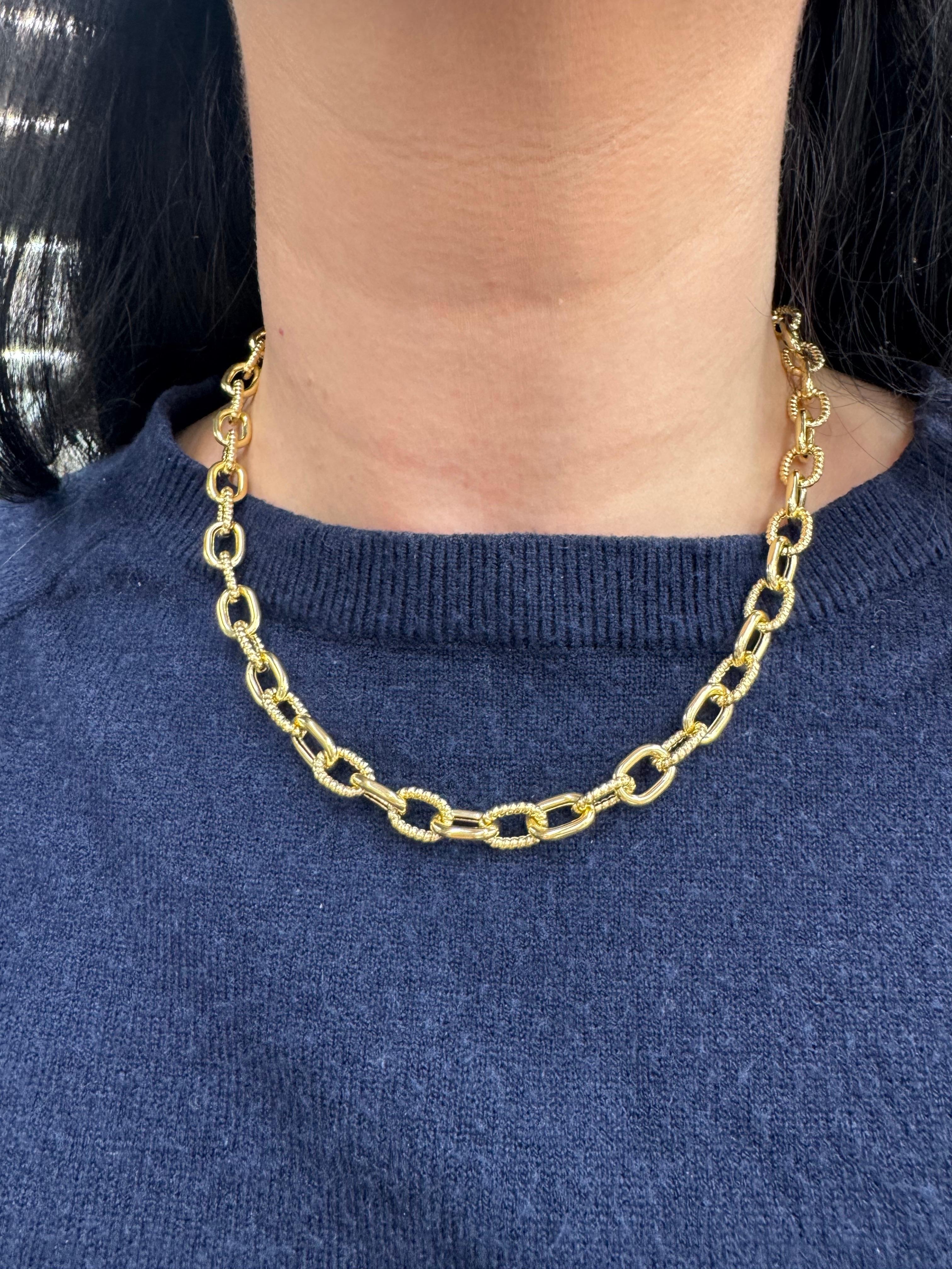 Collier à motifs polis et torsadés ovales en or jaune 14 carats 19,47 grammes en vente 7