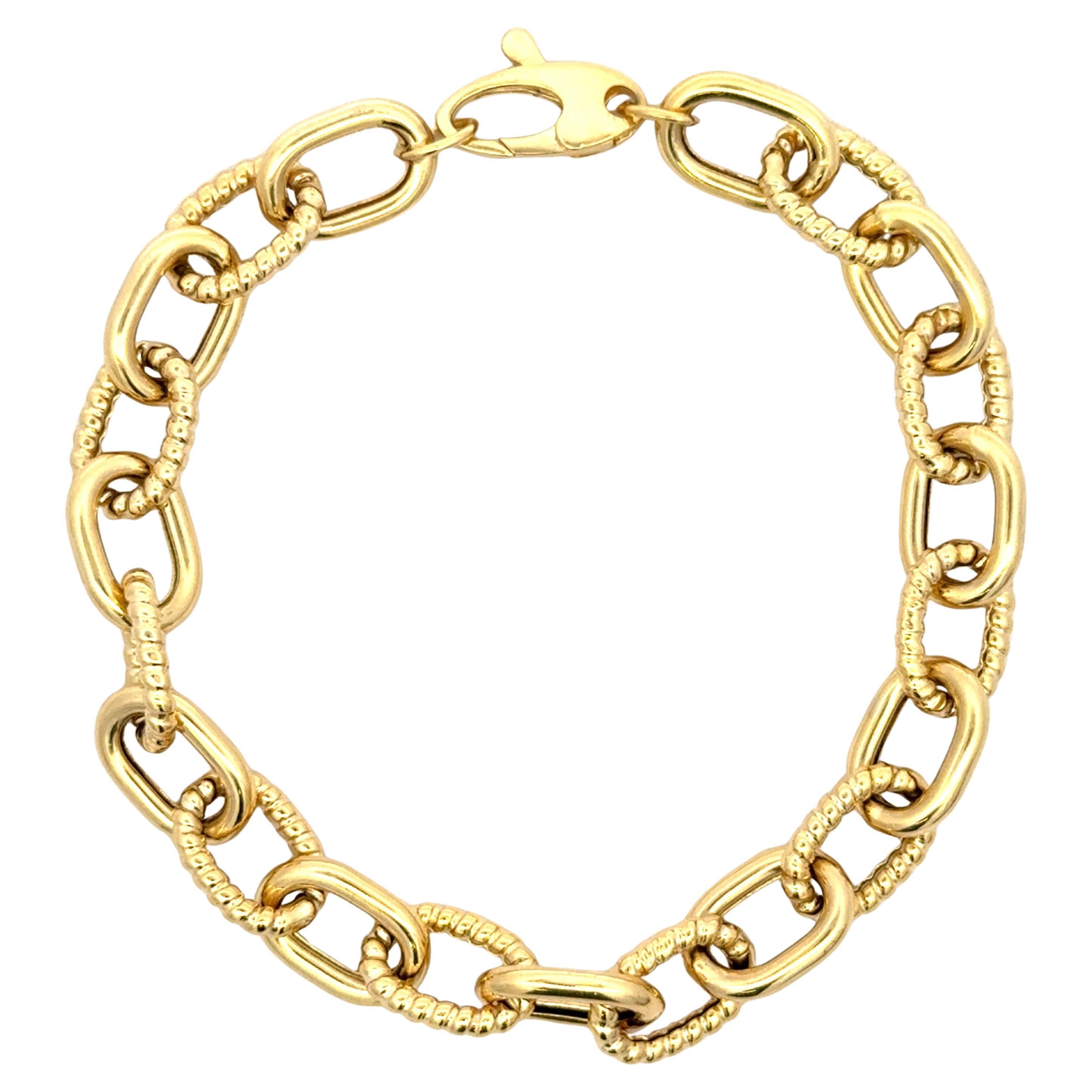 Collier à motifs polis et torsadés ovales en or jaune 14 carats 19,47 grammes en vente 2