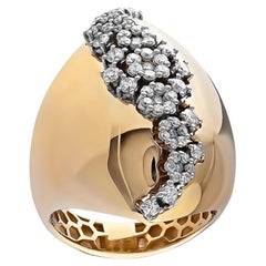 High Polished 0.75 Carat Diamond Dome Ring in 18K Yellow Gold