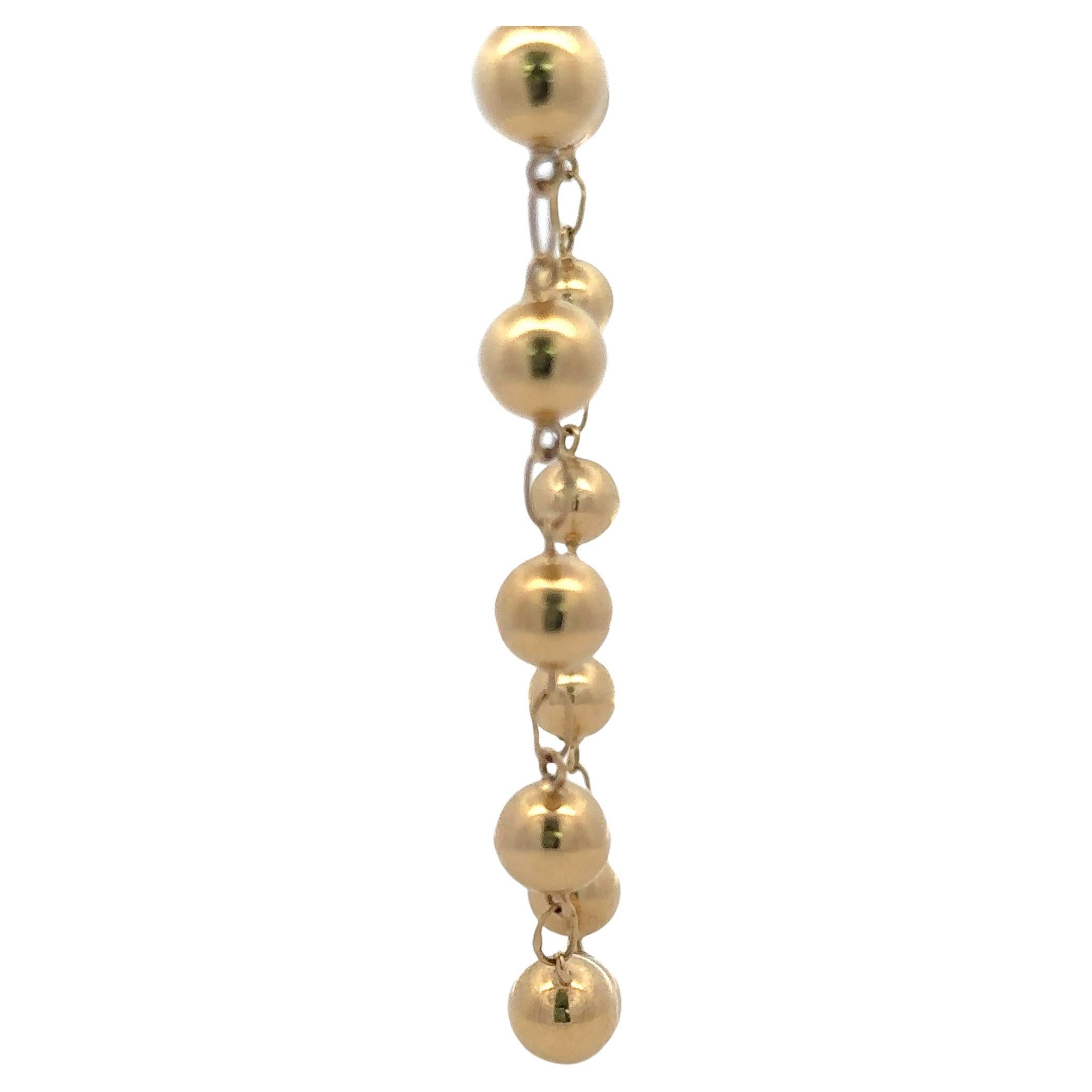 Chaîne collier à motif de boules polie 8,8 mm or jaune 14 carats 16,1 grammes en vente 2