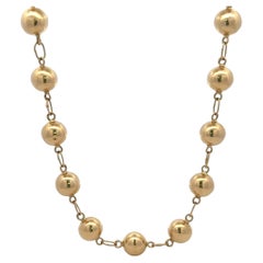 Chaîne collier à motif de boules polie 8,8 mm or jaune 14 carats 16,1 grammes