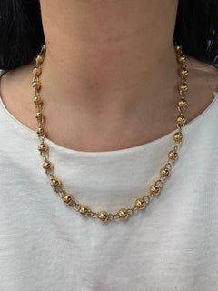 High Polished Beaded Ball Necklace 18 Karat Yellow Gold 52.5 Grams 20 Inches