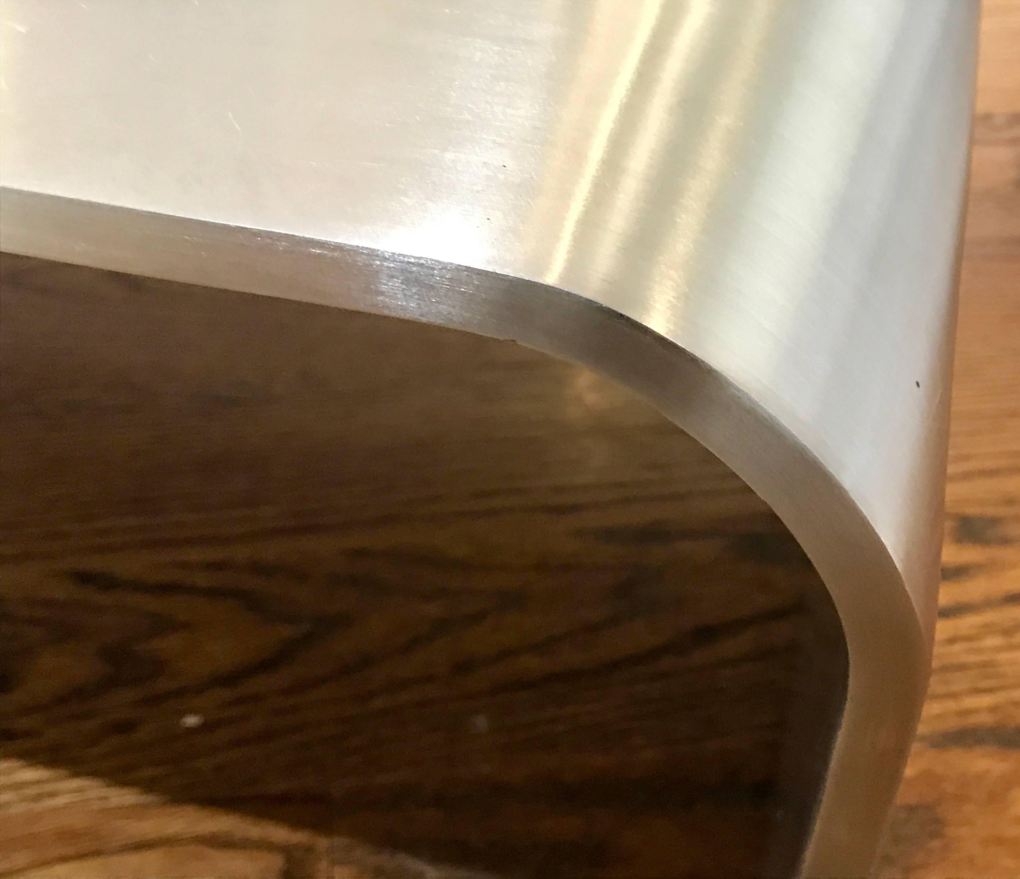 American High Polished Metal Streamline Modern Waterfall Coffee Table, Late 20th Century