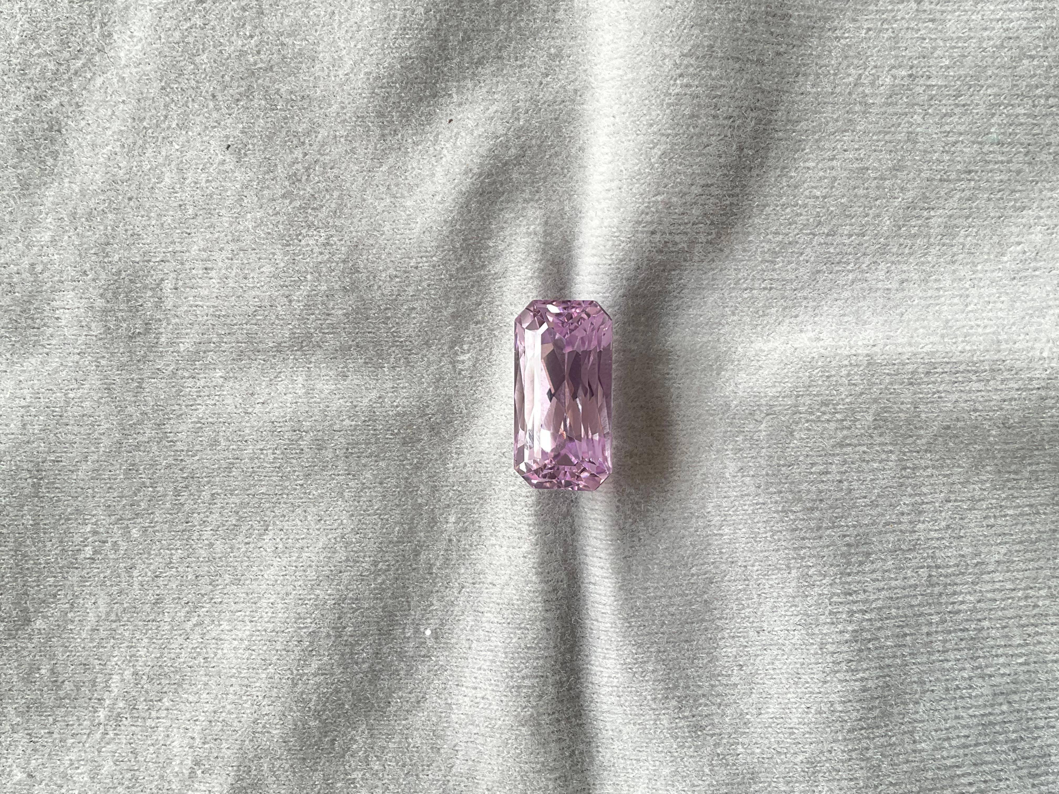 High Quality 10.25 Carats Pink Kunzite Octagon Cut stone For jewelry Natural Gem 2