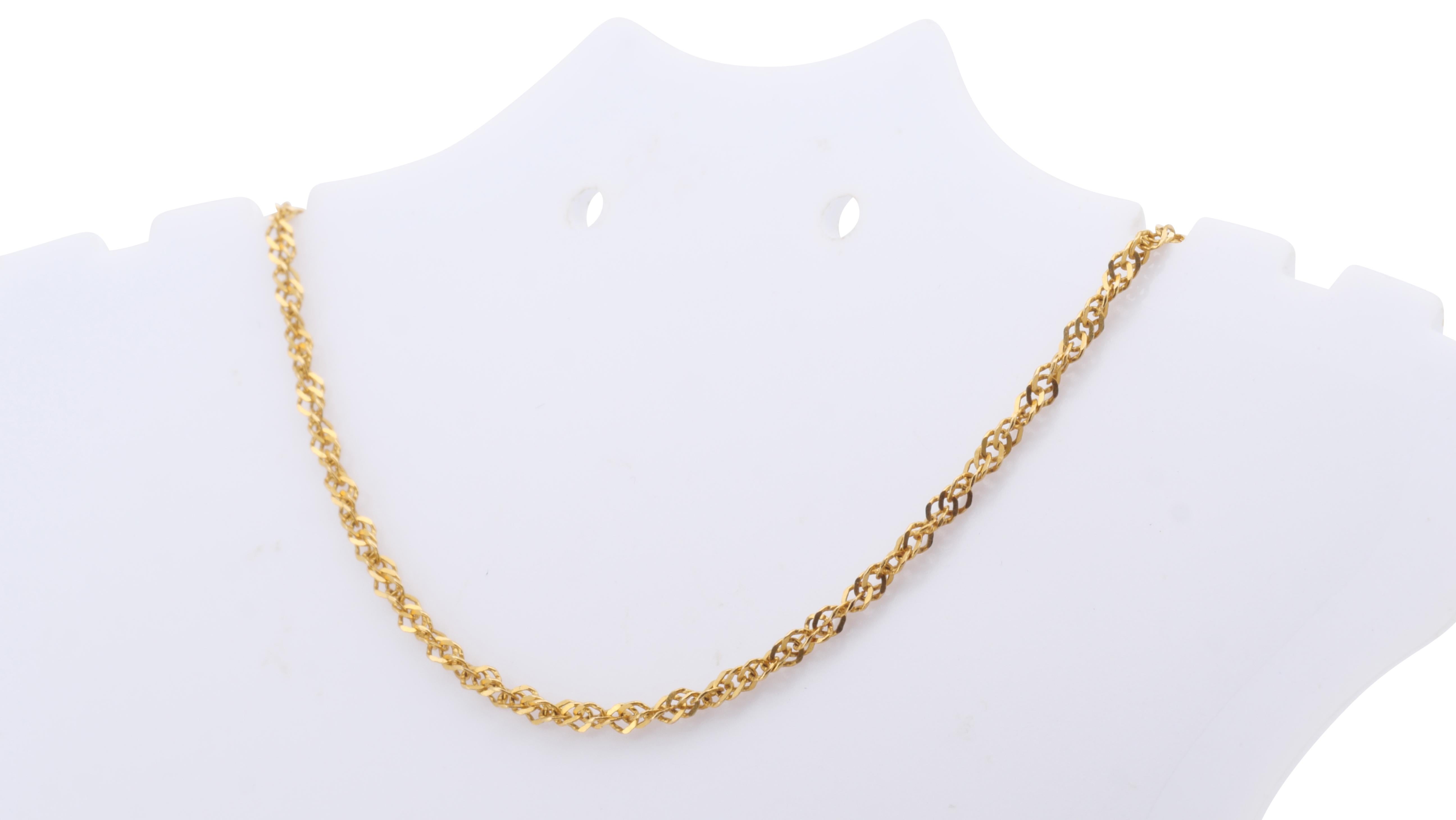 This chain is made of 14K yellow gold with a high quality polish. It comes with a nice jewelry box.

sku: C-SN-YG-186797

jewelry weight: 1.71
size: L-40cm T-1.5mm