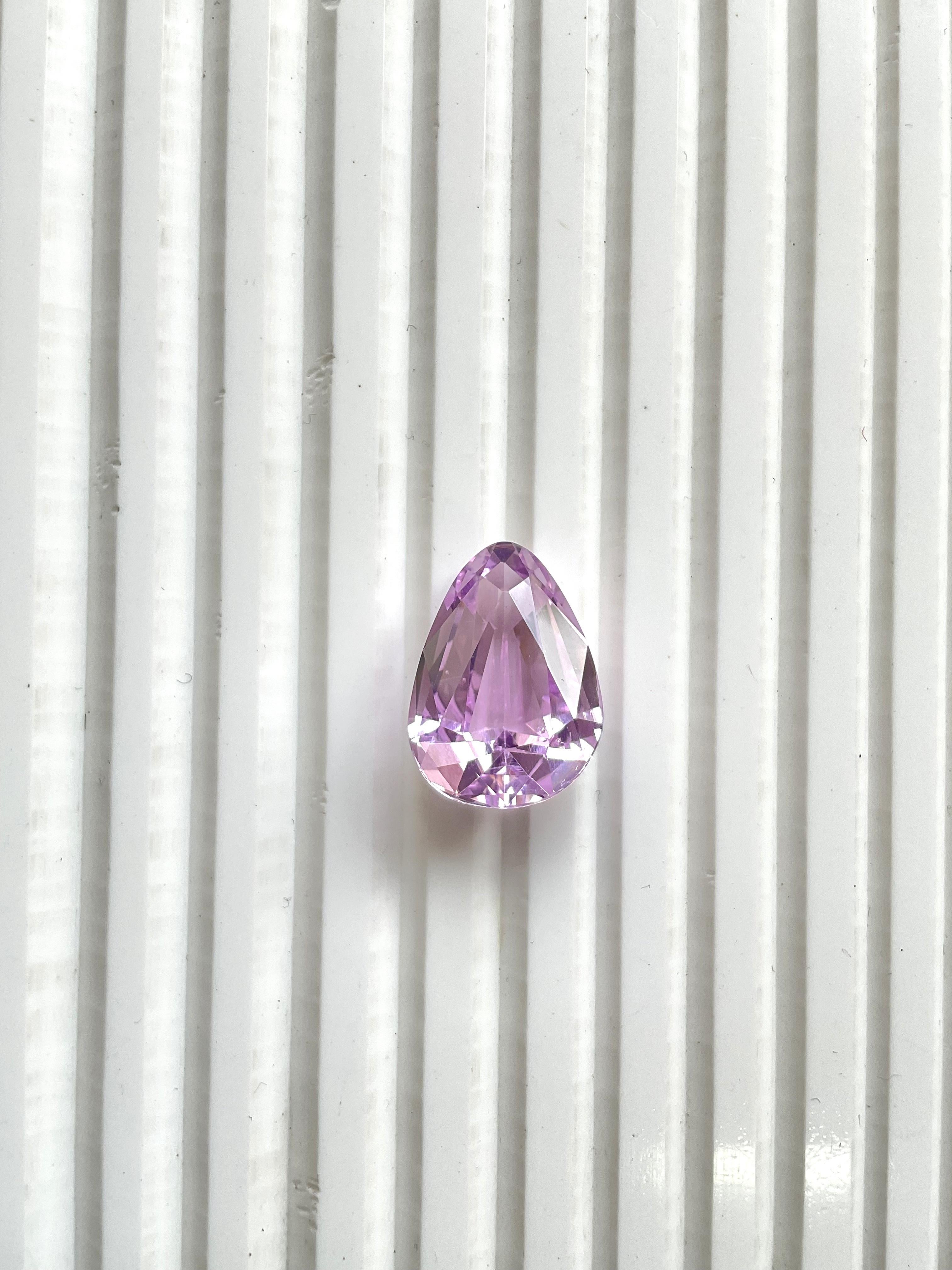 Hohe Qualität 15,70 Karat Rosa Kunzit Pear Cut Stein für Schmuck Natural Gem (Tropfenschliff)