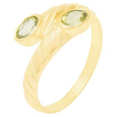 High Quality 18k Yellow Gold Natural Peridot Womens Band Ring Customizable