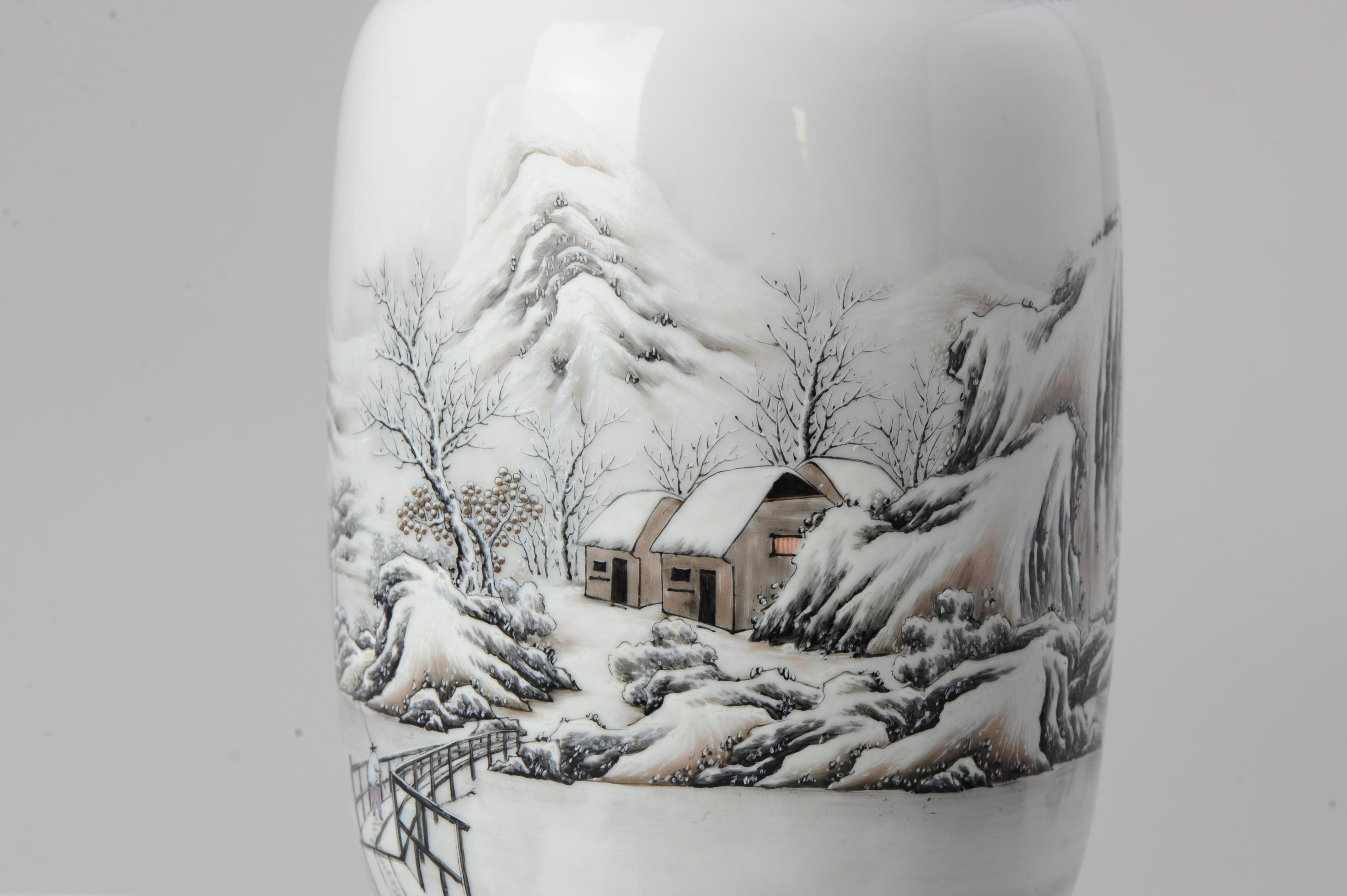 High Quality 1950-1960 Qianlong Marked Chinese Porcelain Vase Proc Winter For Sale 8