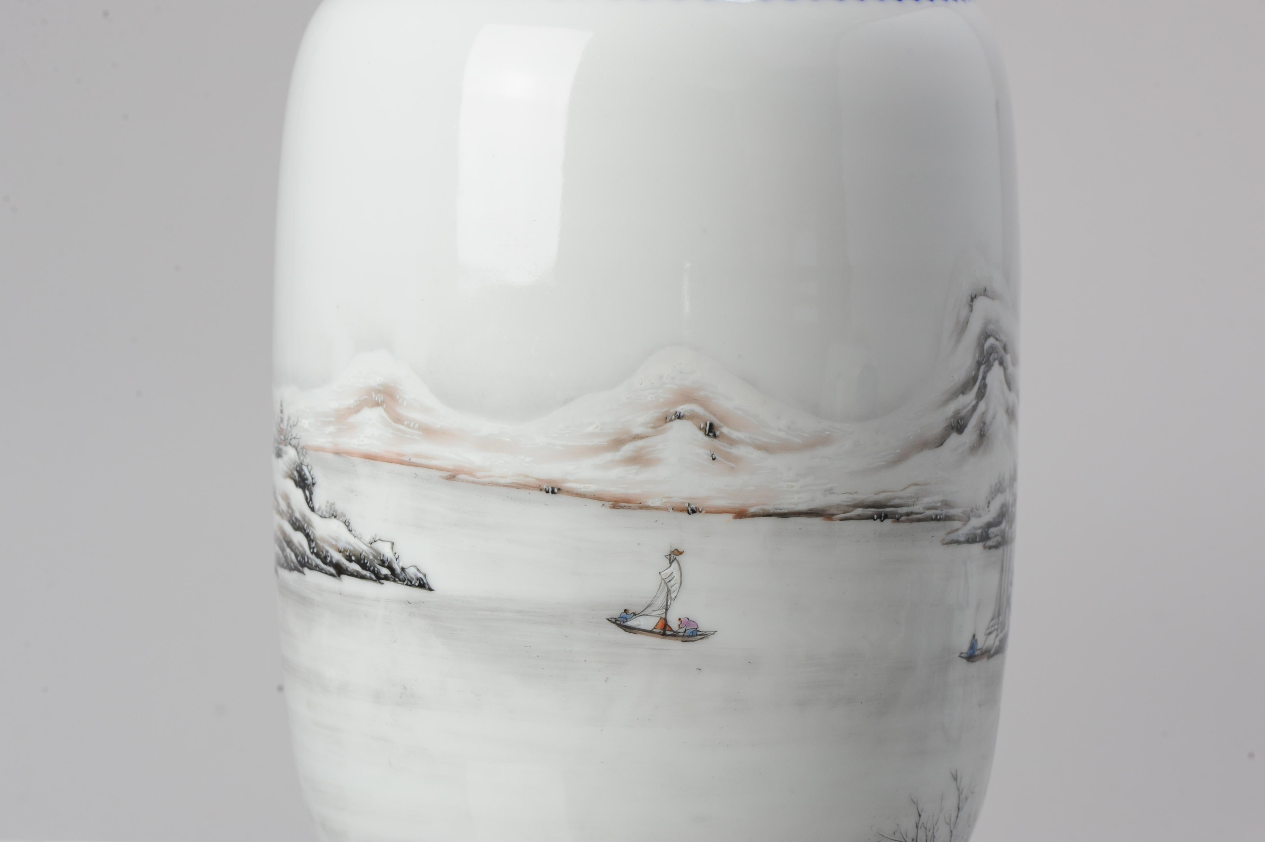 High Quality 1950-1960 Qianlong Marked Chinese Porcelain Vase Proc Winter For Sale 10