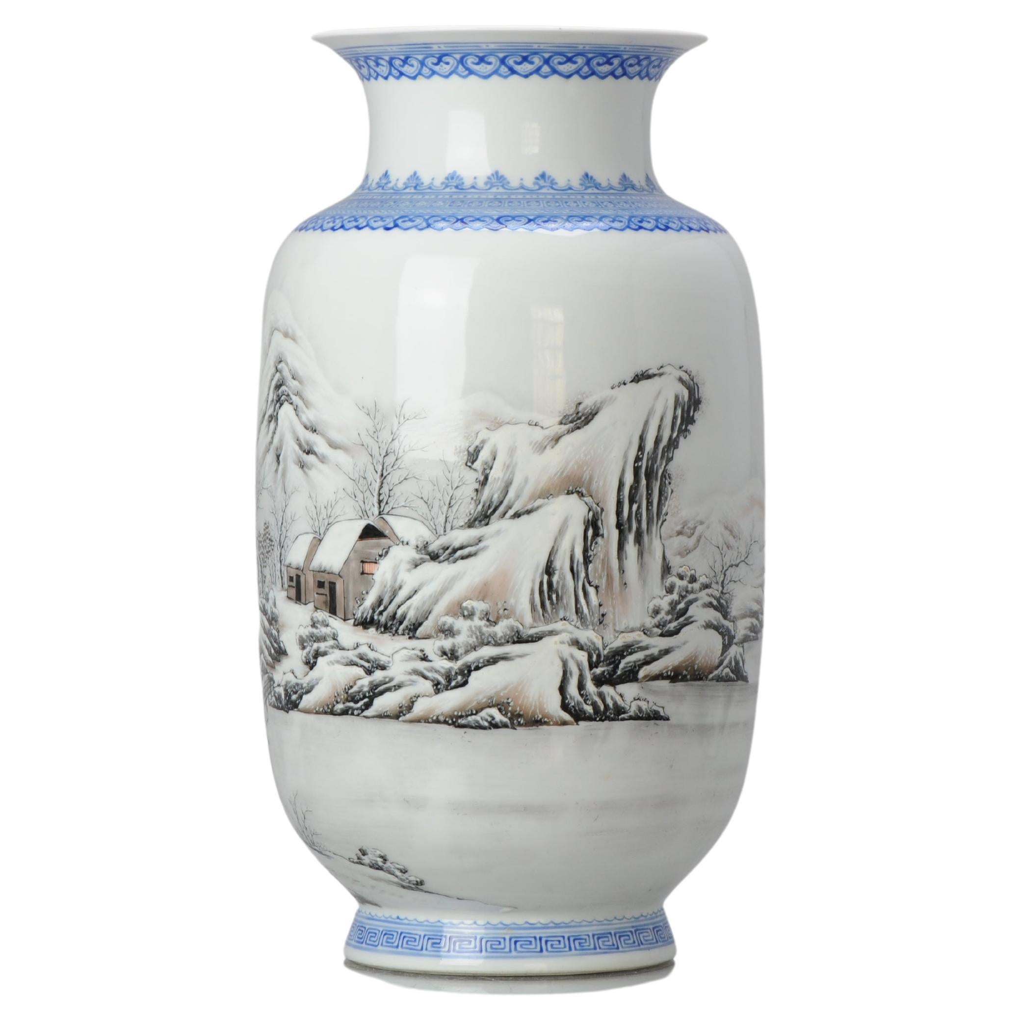 High Quality 1950-1960 Qianlong Marked Chinese Porcelain Vase Proc Winter For Sale