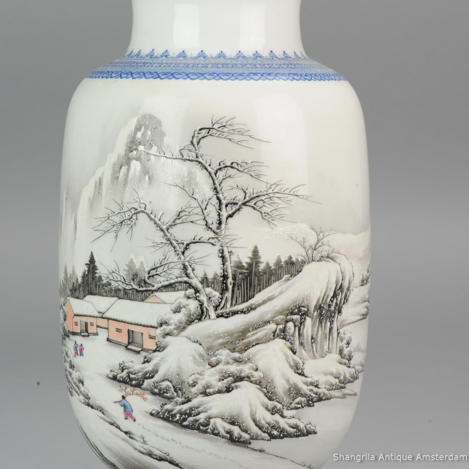 Great winter landscape. Lovely vases with nice scene, Very high quality of painting. Very rare to find this type of vases in such a large size. We like them so much that we actually do not want to sell them.

Condition:
Overall condition A & D. 1