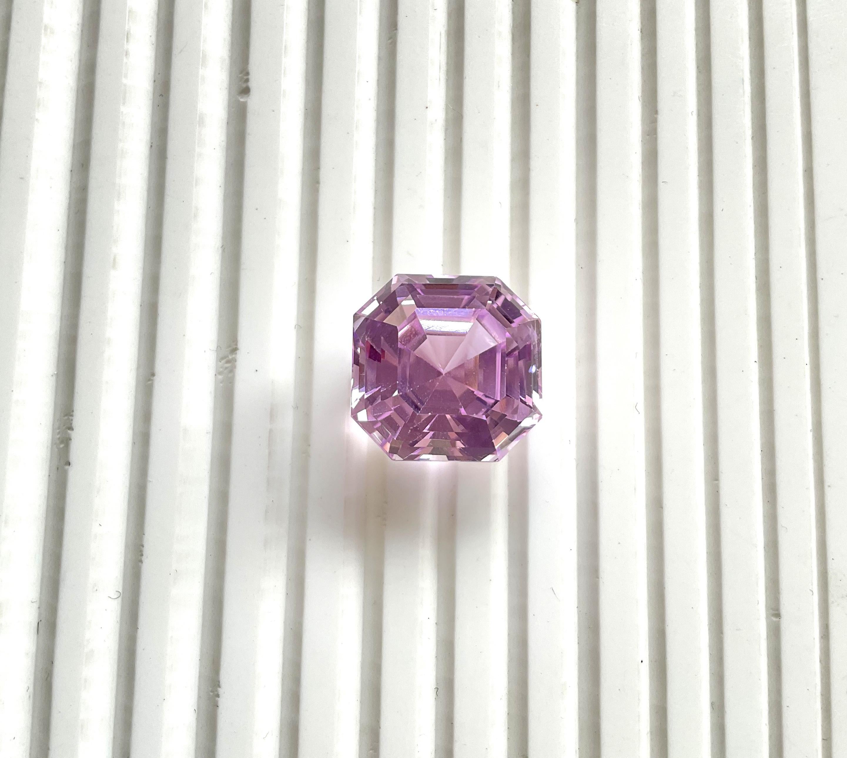 Women's or Men's High Quality 31.15 Carats Pink Kunzite Asscher Cut stone For jewelry Natural Gem
