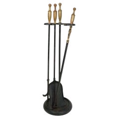 Vintage High Quality 4 pc.  Brass and Iron Fireplace Tool Set by Rostrand