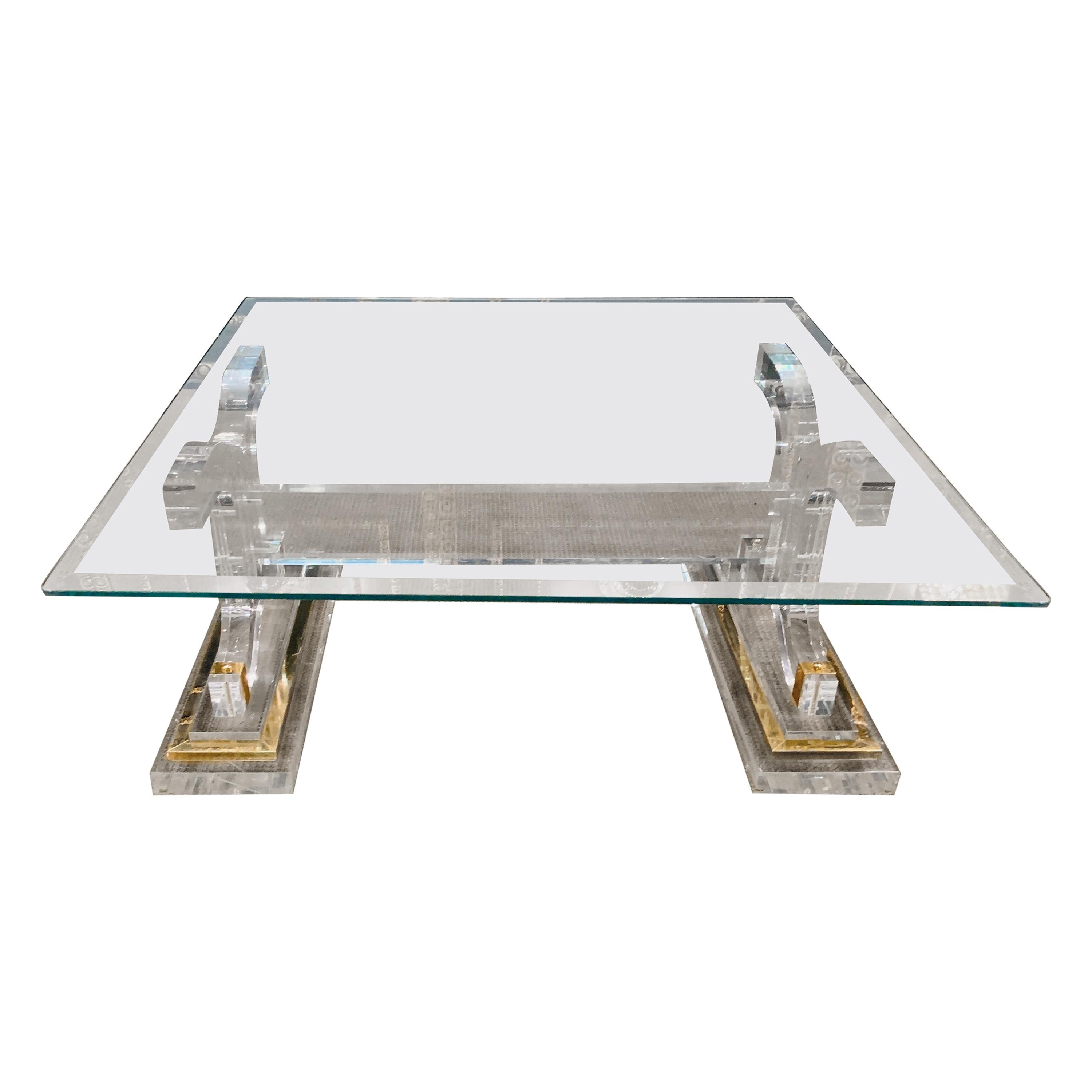 High Quality Acrylic Coffee/Sofa Table with Glass Top For Sale