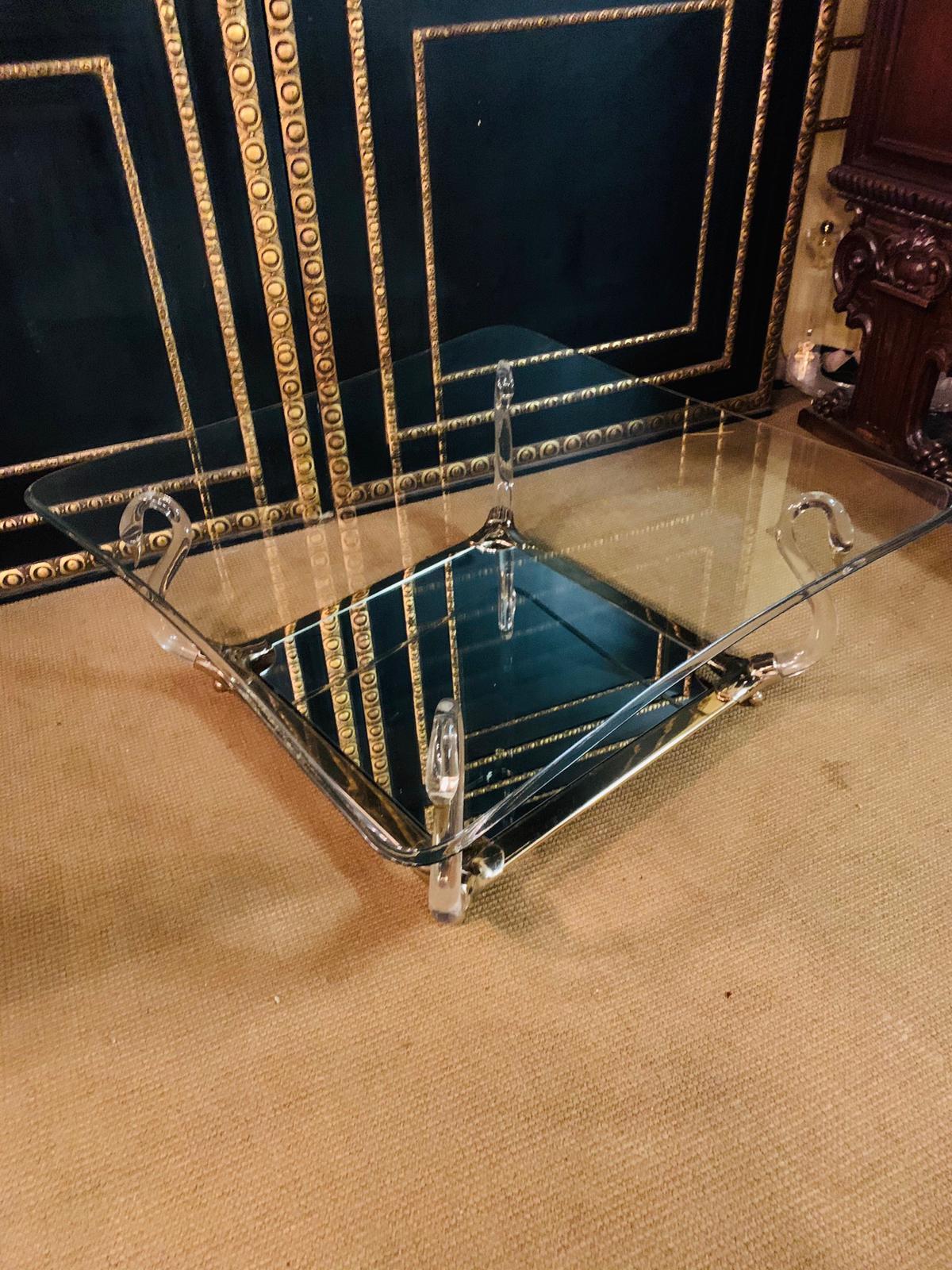 High Quality Acrylic Coffee / sofa Table with 4 Carrying Swans and big glass top For Sale 3