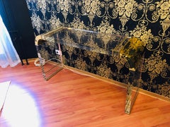 High Quality Acrylic Console with Gold Brass