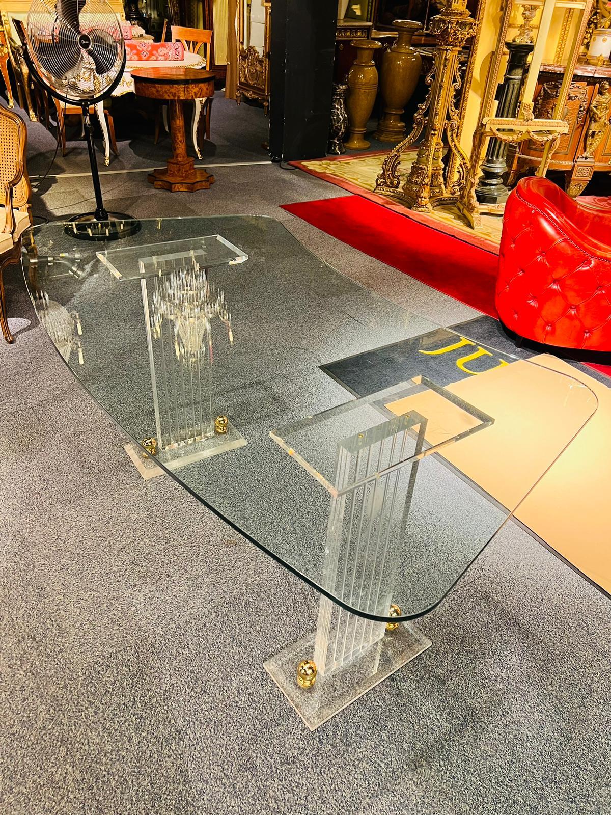 High Quality Acrylic Desk Stands on 2 Columns / Pillars with Massive Curved Top For Sale 2