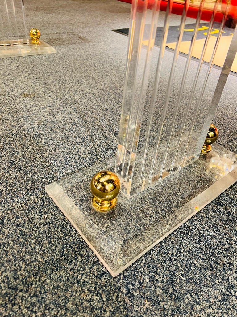 High Quality Acrylic Desk Stands on 2 Columns / Pillars with Massive Curved Top For Sale at 1stDibs