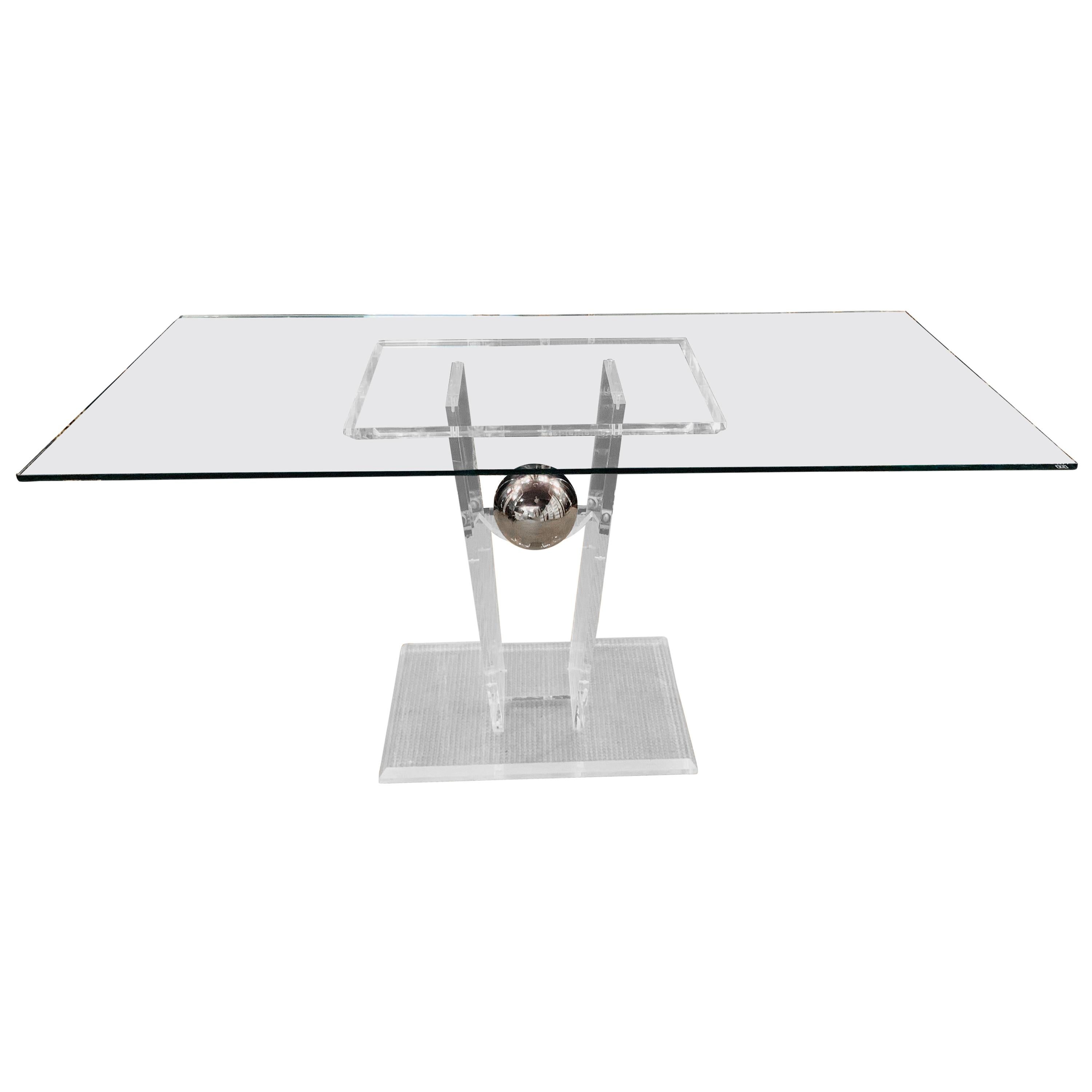 High Quality Acrylic Dining Table with Rectangular Glass Top glazed