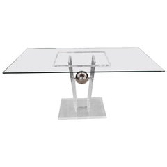 Vintage High Quality Acrylic Dining Table with Rectangular Glass Top glazed