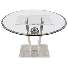 High Quality Acrylic Dining Table with Round Glass Top
