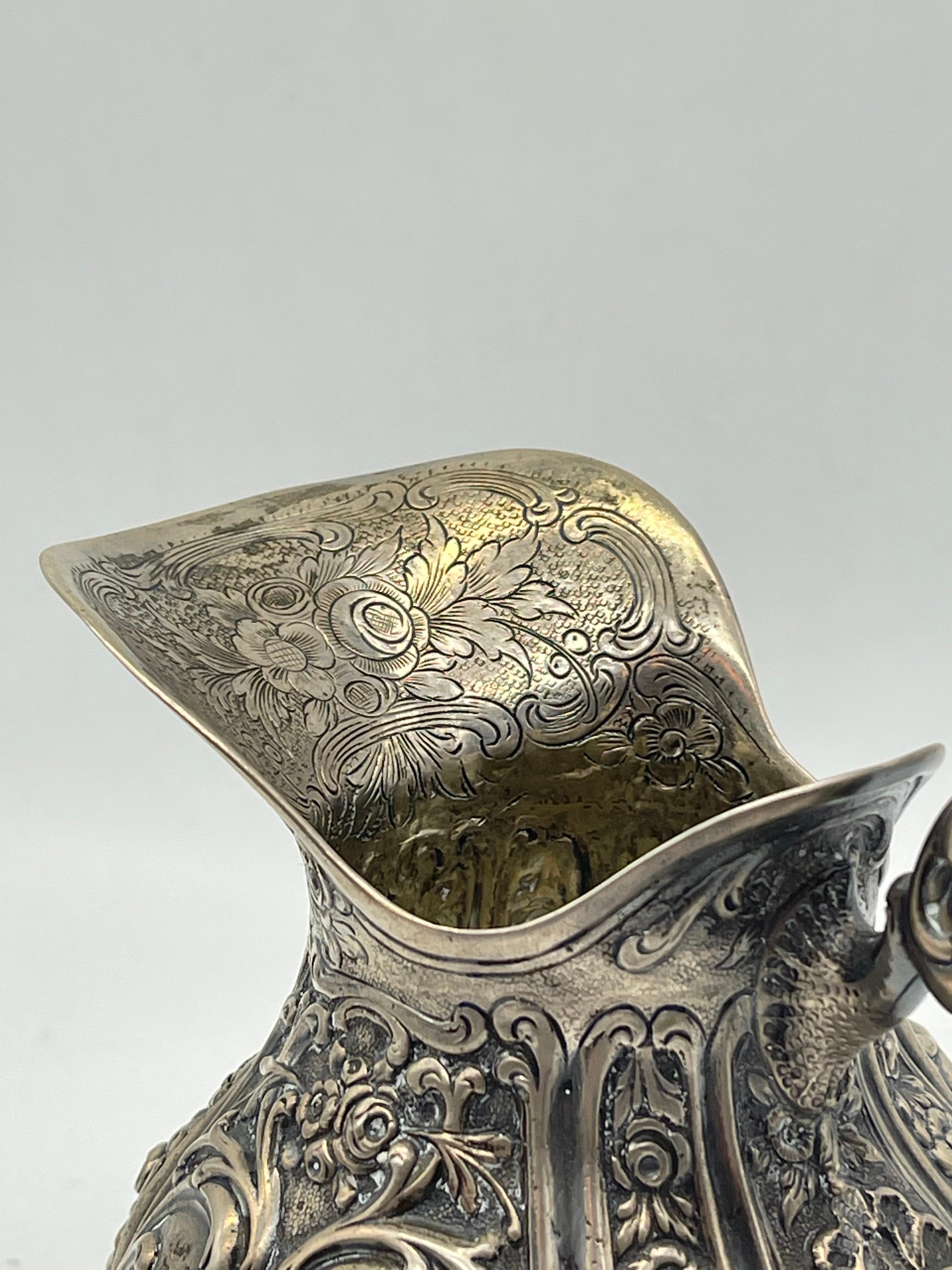 Hochwertige antike 800er Silber-Milchkrug mit Blumen und Kindern, wahrscheinlich deutsch im Angebot 5