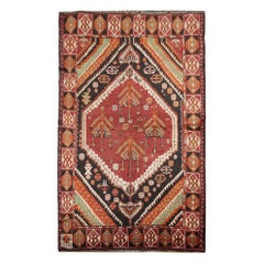 Alfombra antigua de lana de color naranja hecha a mano en Azerbaiyán