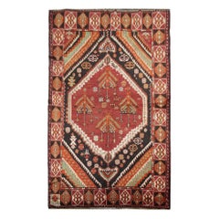 High-Quality Antique Caucasian Azerbaijan Handmade Orange Wool Living Room Rug