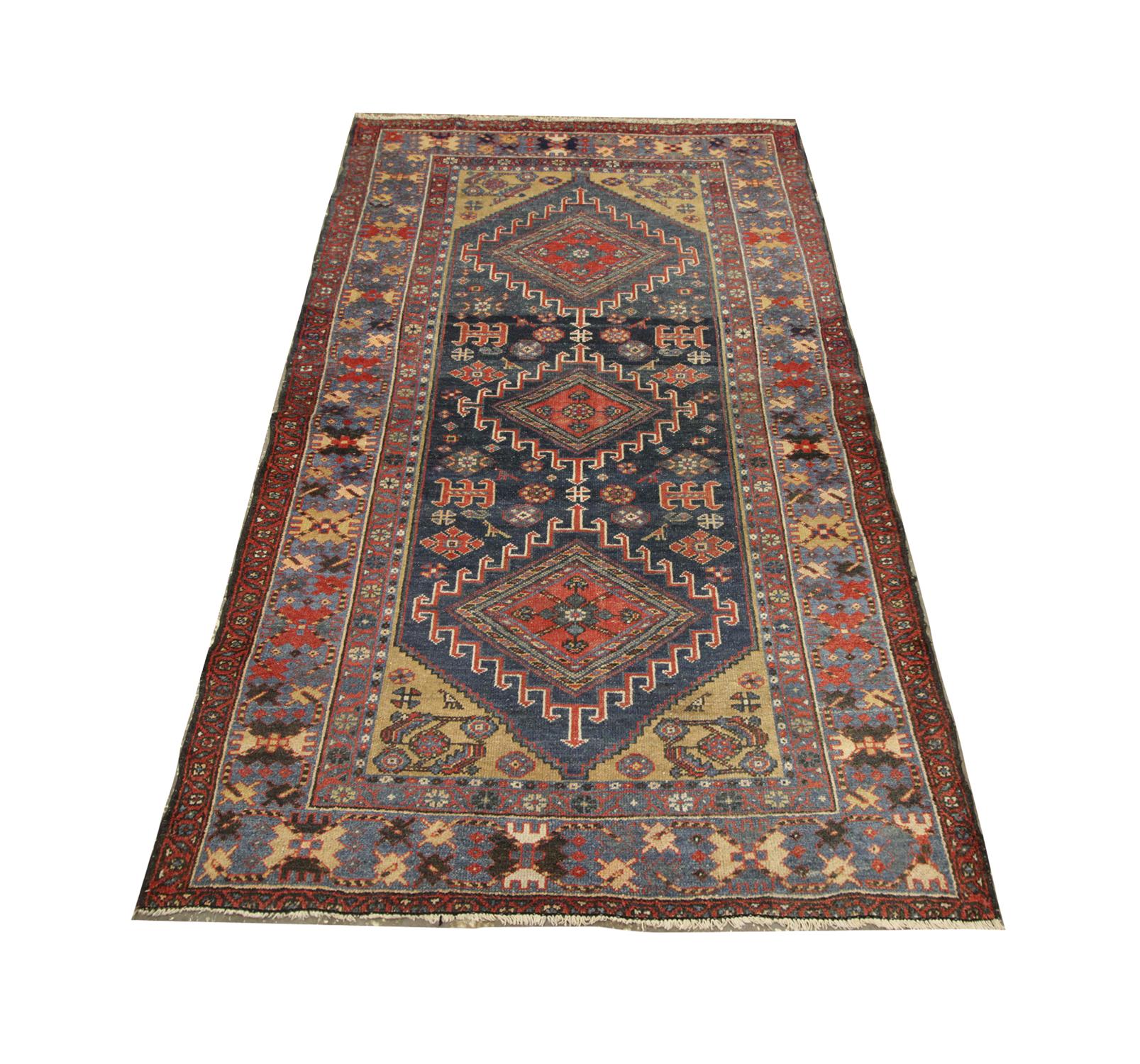 This high-quality antique Caucasian rug was handwoven in 1920 with hand-spun, vegetable-dyed wool, and cotton, by some of the finest Rug artisans. Perfect for both modern or traditional interiors, bedrooms, living rooms or even entryways, this