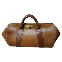 High Quality Used English Leather Weekender Gladstone Bag with Brass Fittings