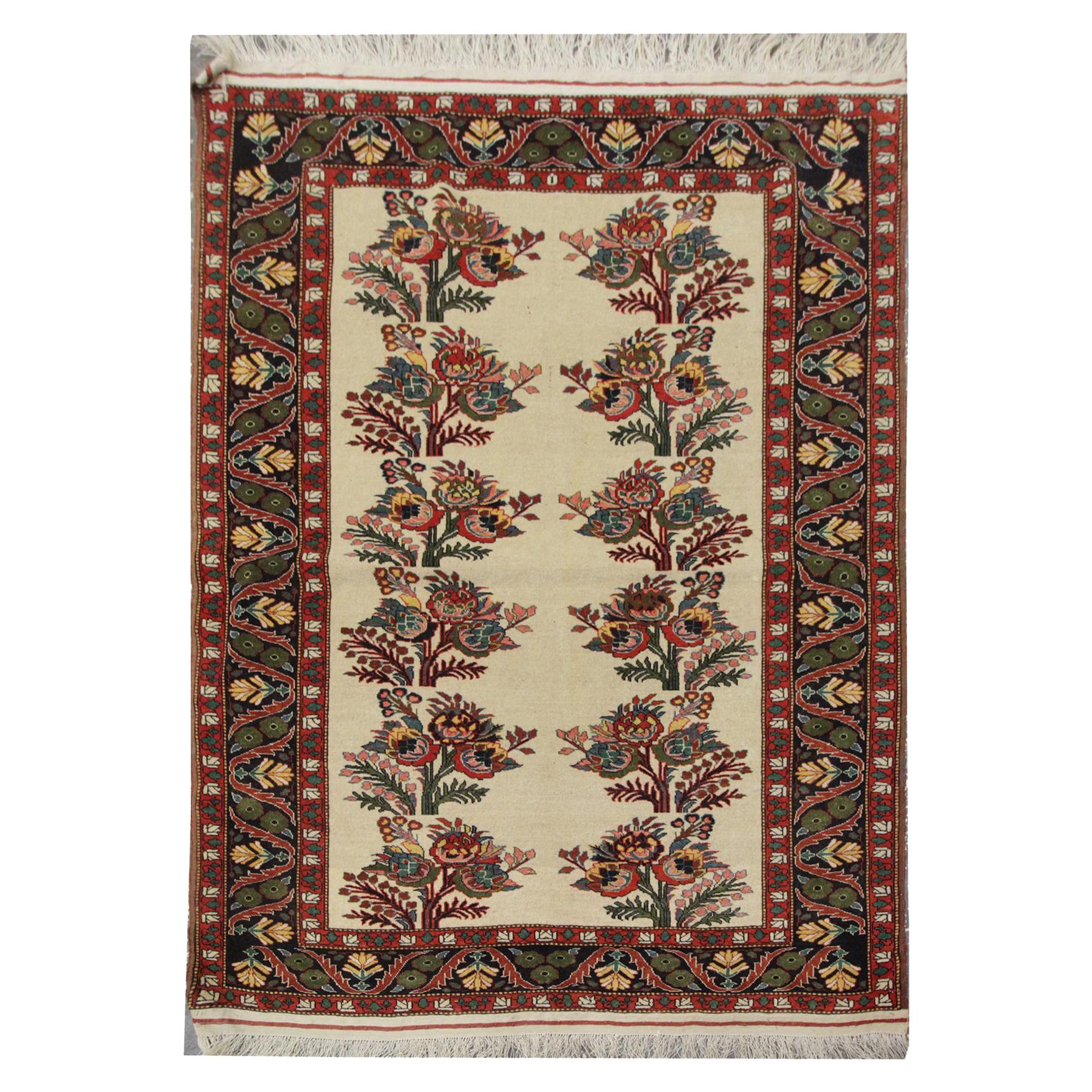 High-Quality Antique Karabagh Rug, Handwoven Floral Repeat Pattern Large Rug