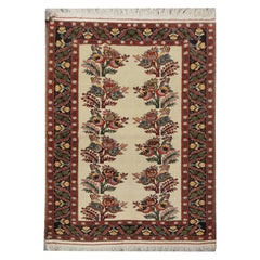 High-Quality Used Karabagh Rug, Handwoven Floral Repeat Pattern Large Rug