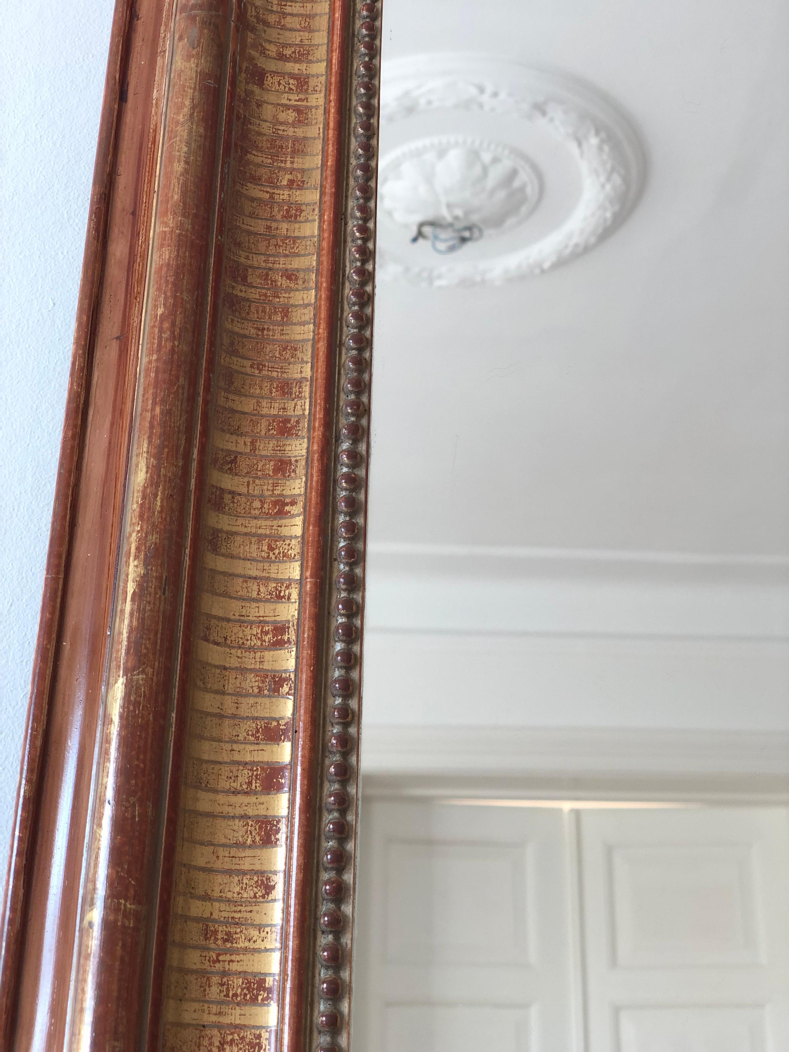 High Quality Antique Louis Philippe Giltwood Mirror France Late 19th Century In Good Condition For Sale In Sakskøbing, DK
