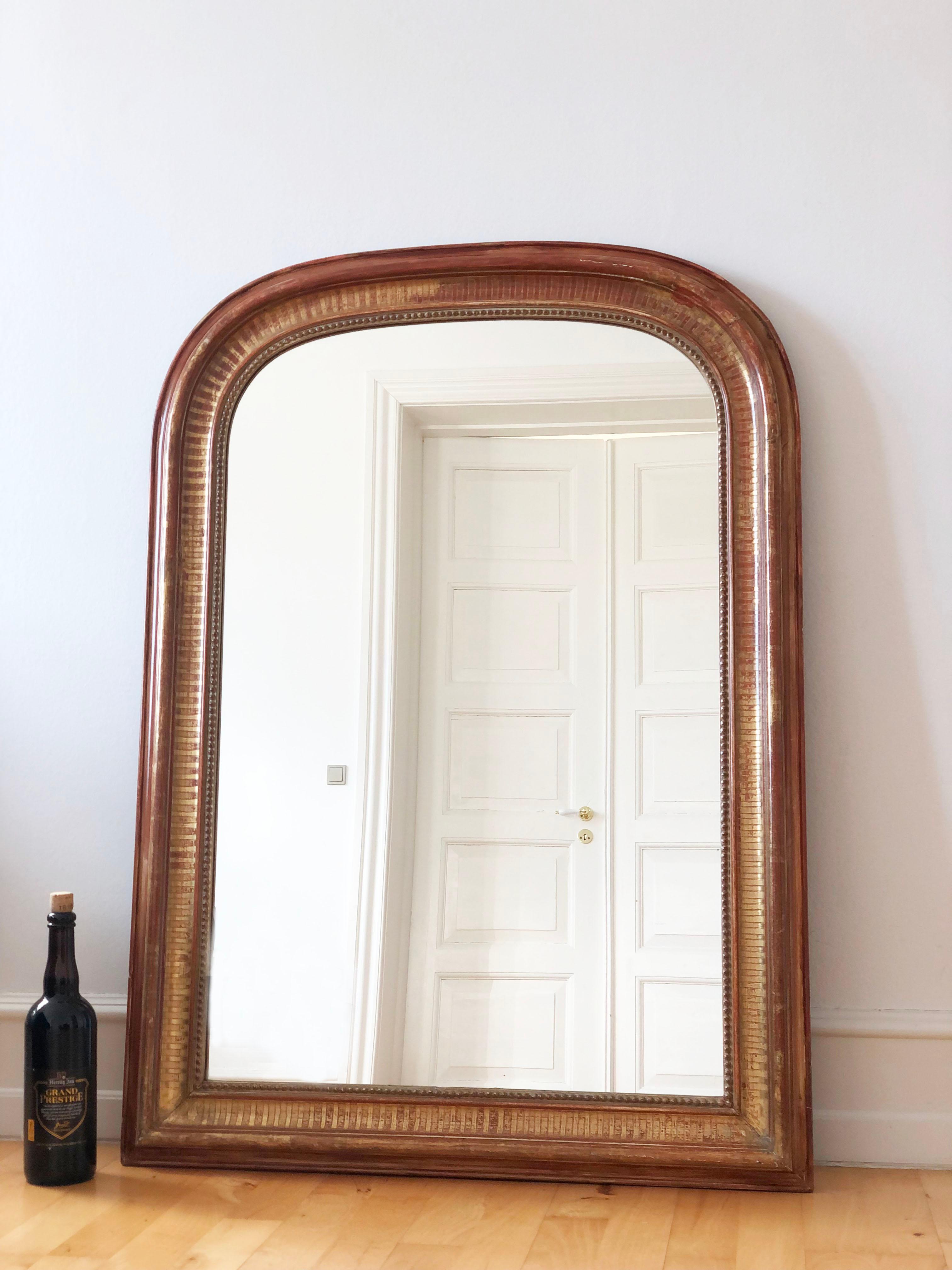 Mercury Glass High Quality Antique Louis Philippe Giltwood Mirror France Late 19th Century For Sale