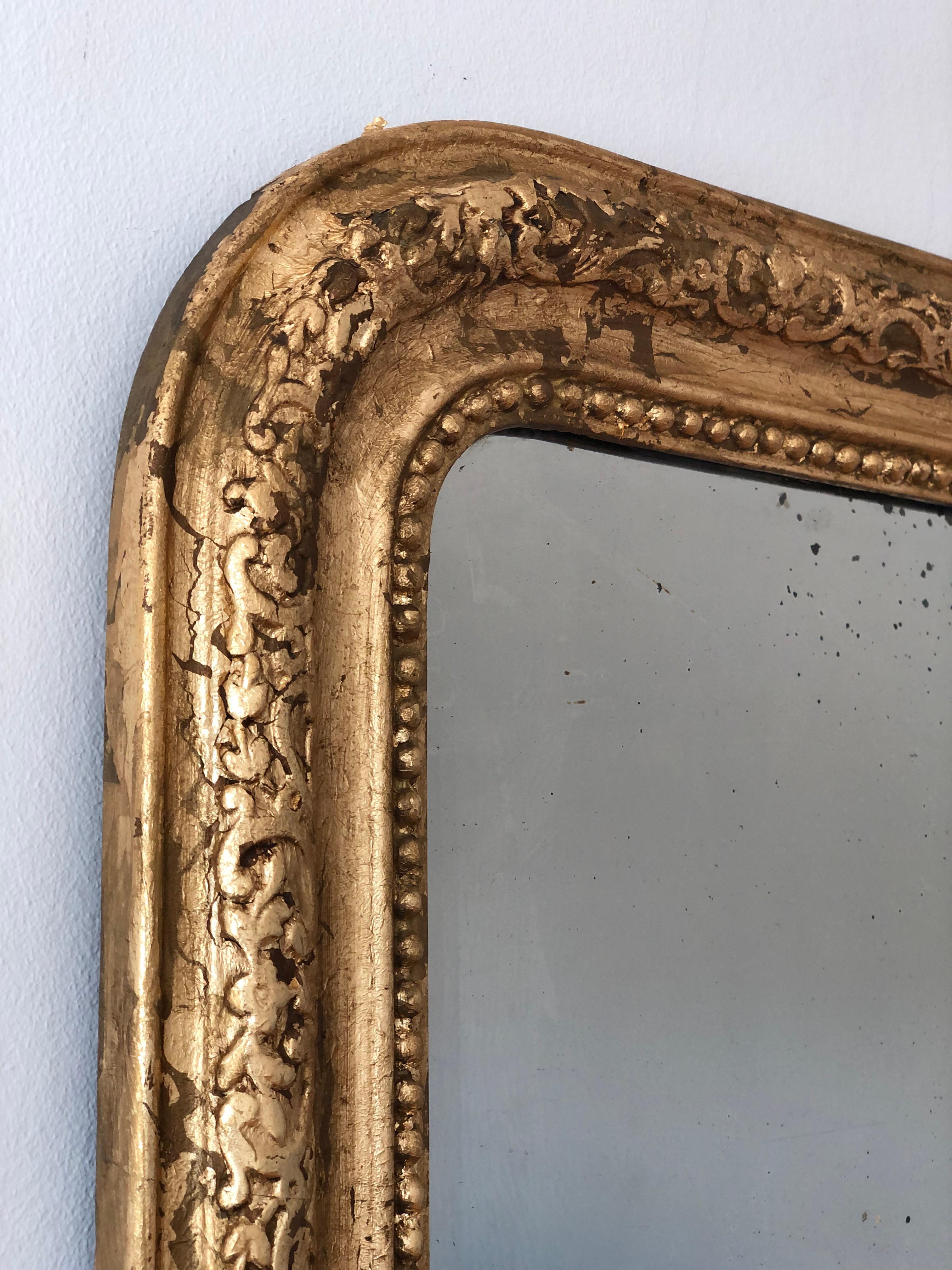 High Quality Antique Louis Philippe French Giltwood Mirror Late 19th Century For Sale 2