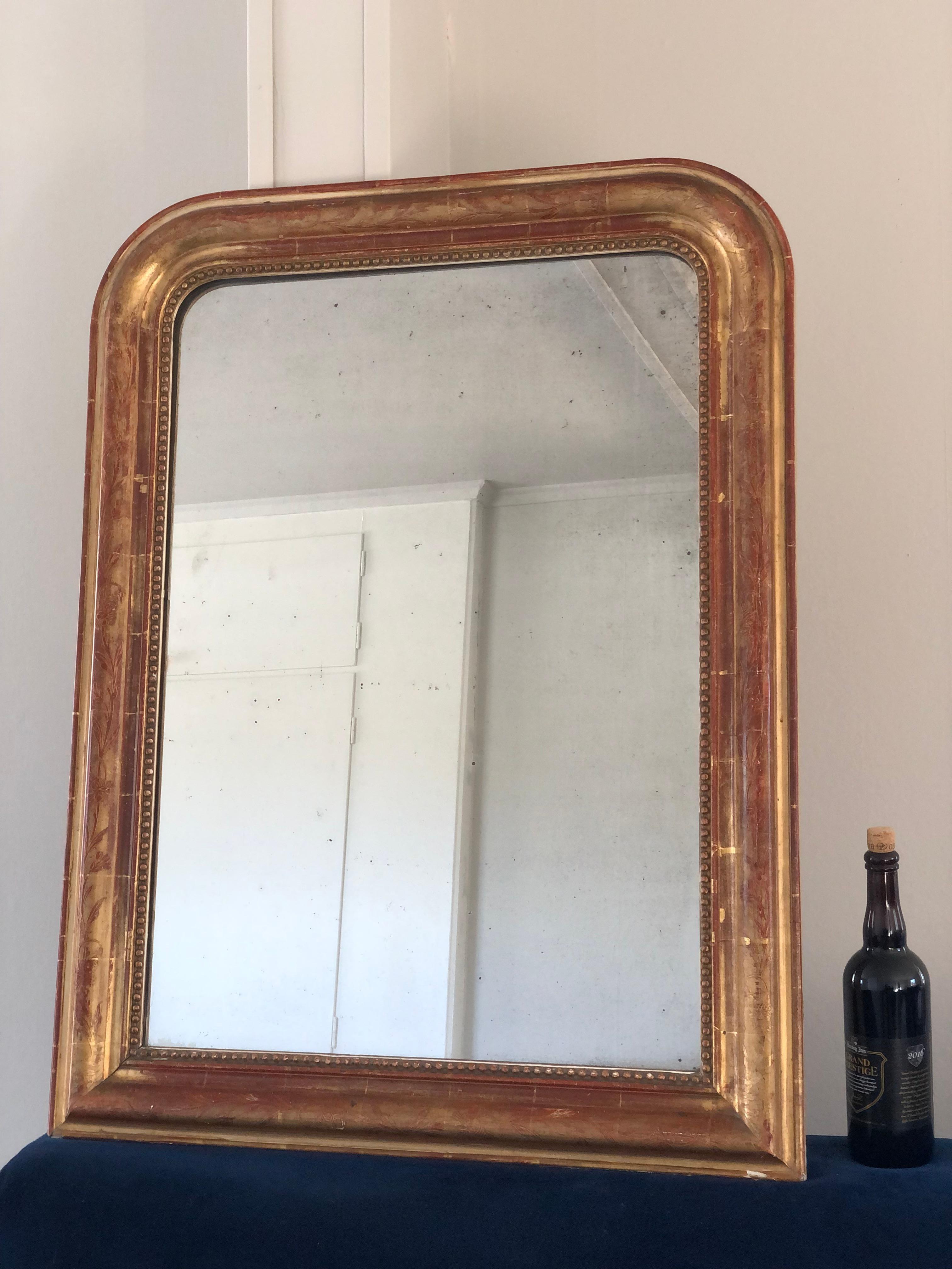 High Quality Antique Louis Philippe Giltwood Mirror France Late 19th Century For Sale 1