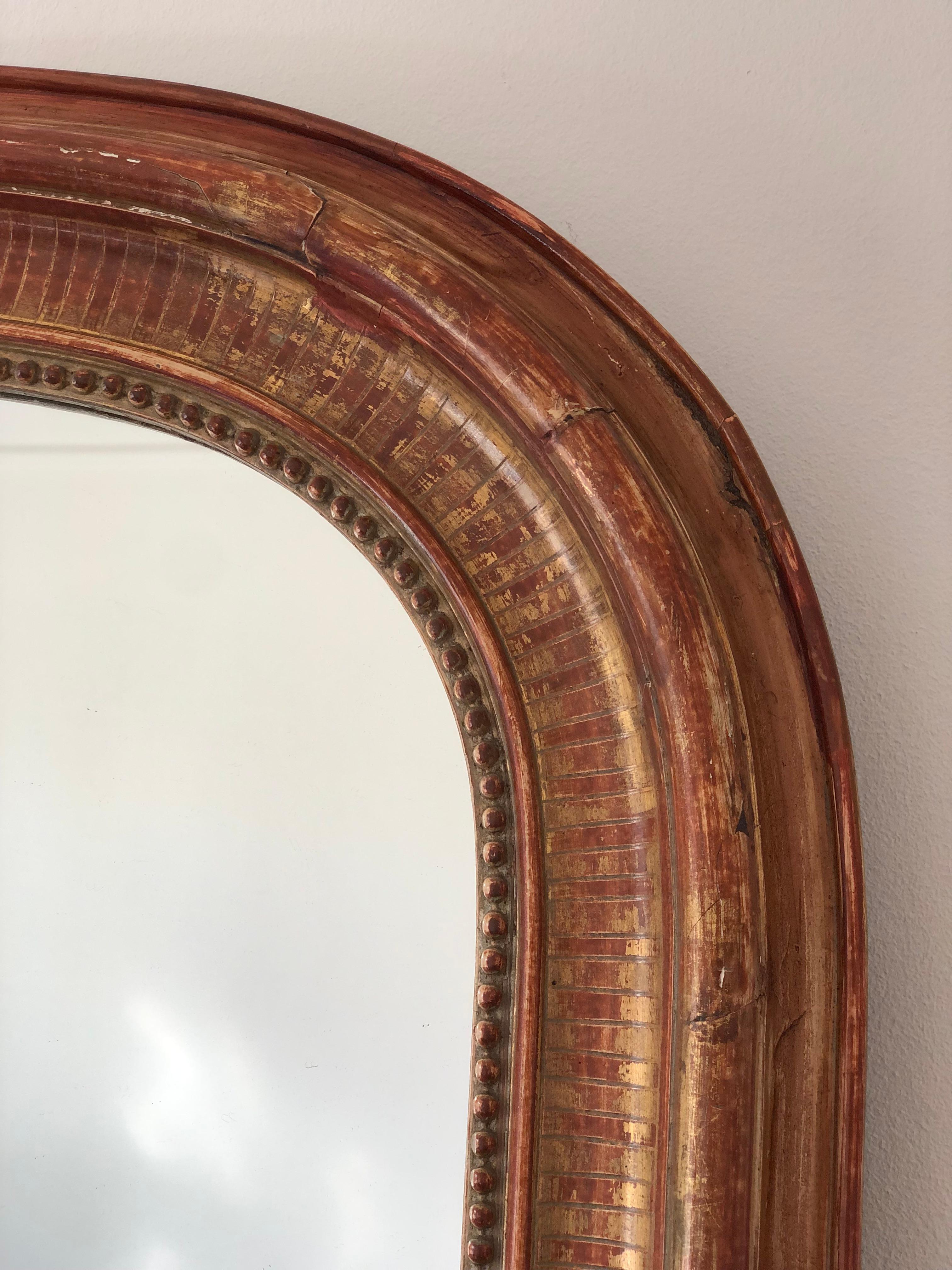 High Quality Antique Louis Philippe Giltwood Mirror France Late 19th Century For Sale 1