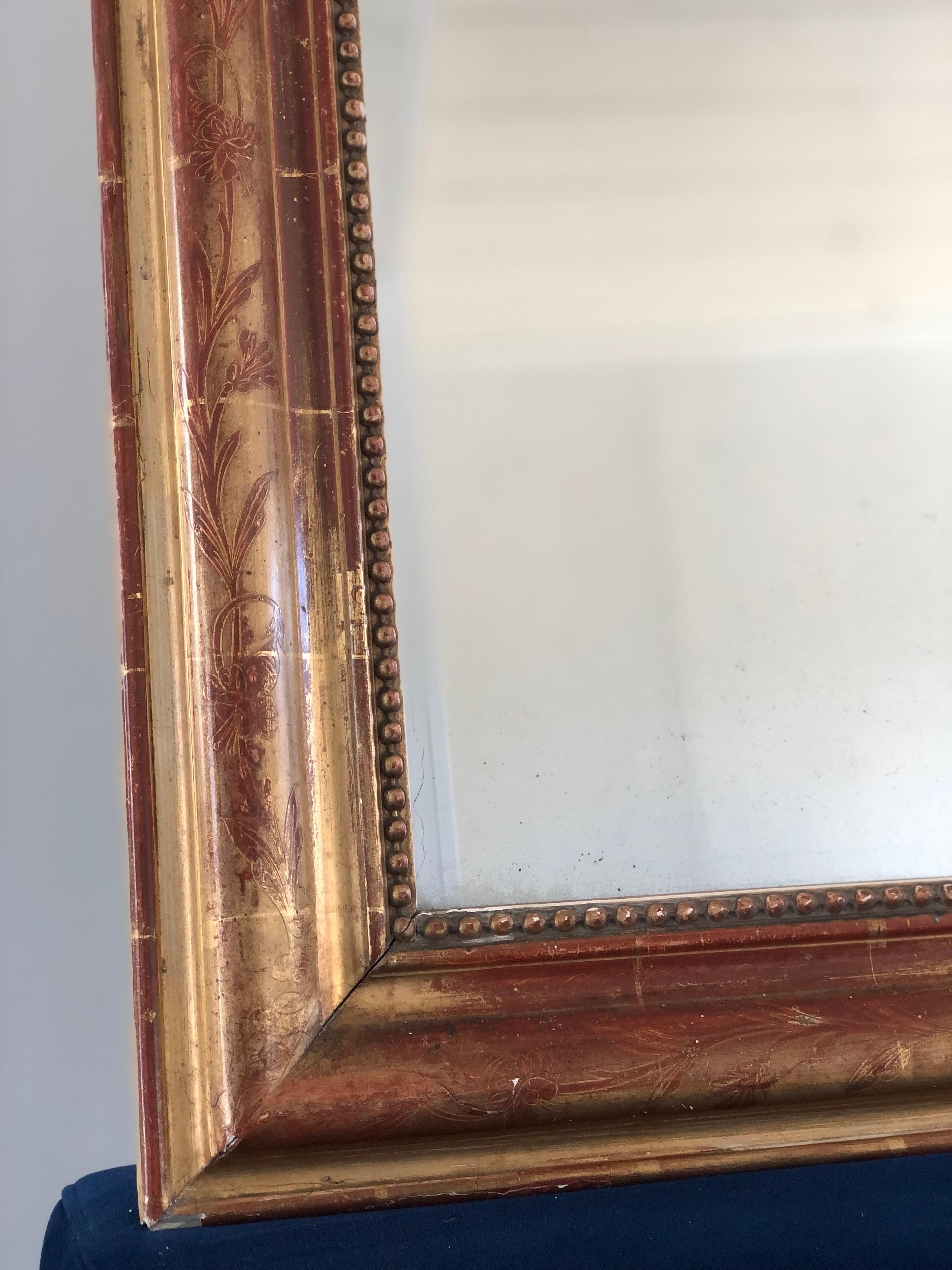 High Quality Antique Louis Philippe Giltwood Mirror France Late 19th Century For Sale 3