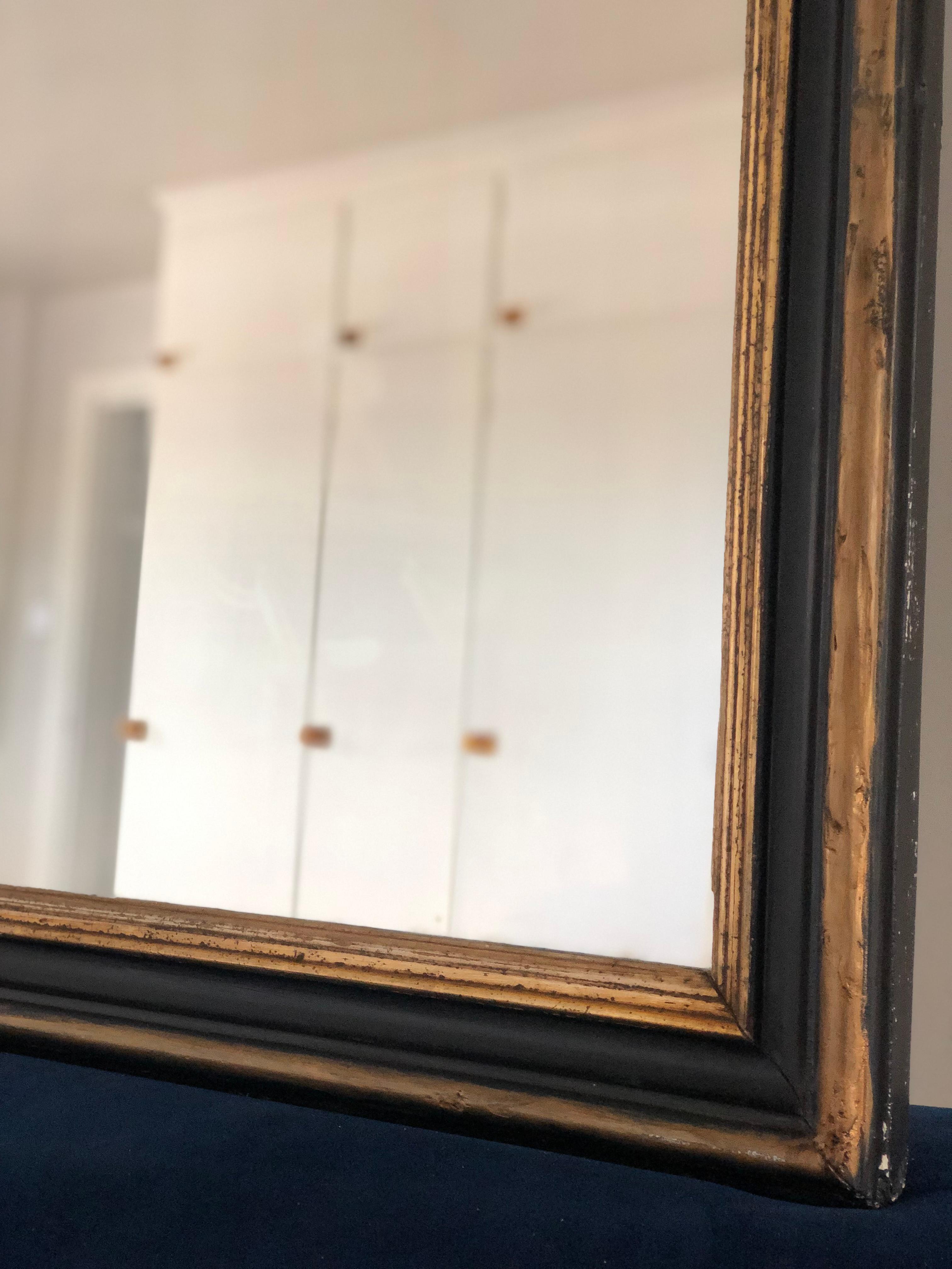 High Quality Antique Louis Philippe Mirror in Black and Gold France Late 19th Ce In Good Condition For Sale In Bjuråker, SE