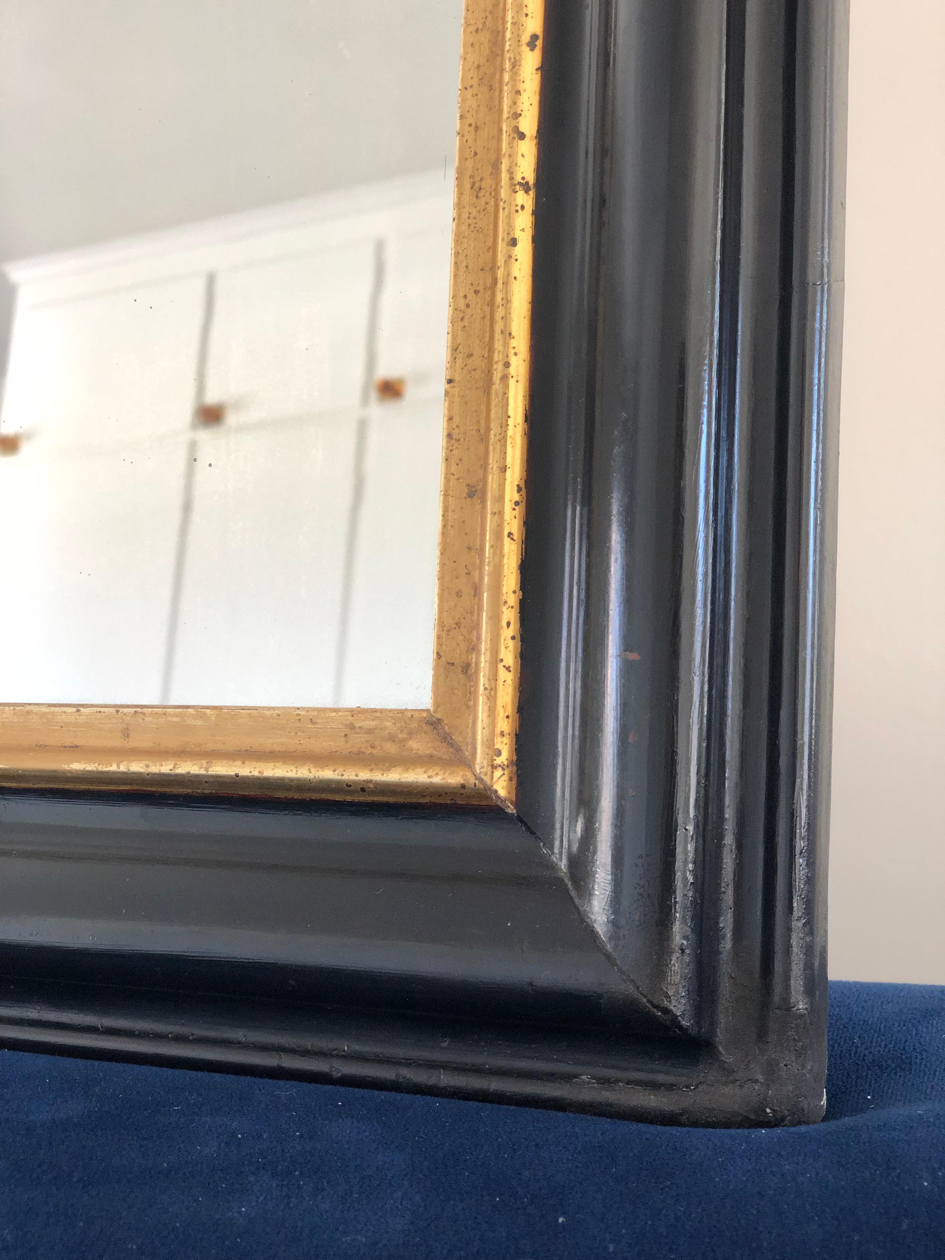 Antique Mirror Louis Philippe de haute qualité en noir et or France fin 19ème Ce Bon état - En vente à Bjuråker, SE