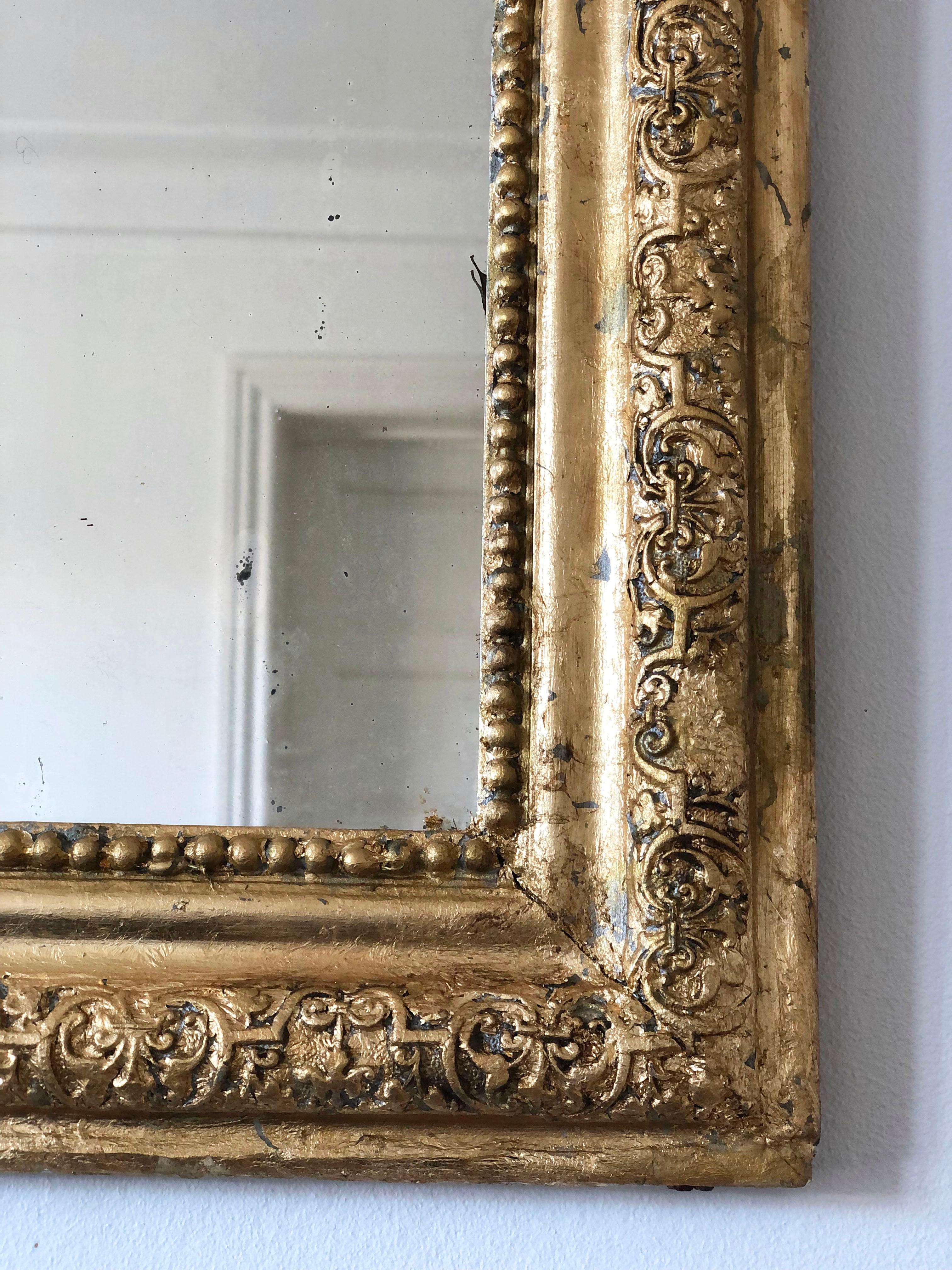 French High Quality Antique Louis Philippe Mirror in Gold France Late 19th Century
