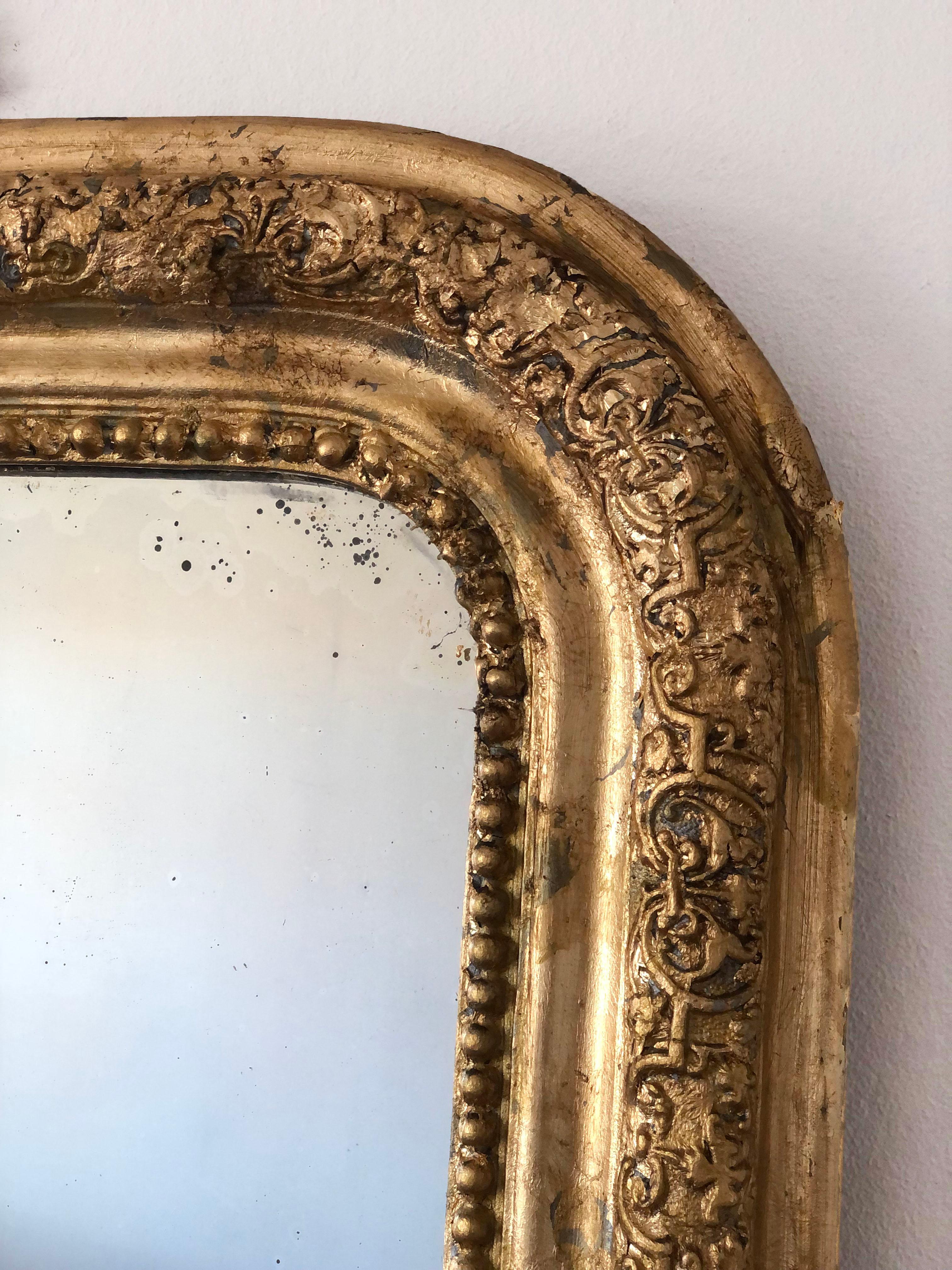 High Quality Antique Louis Philippe Mirror in Gold France Late 19th Century In Good Condition In Sakskøbing, DK