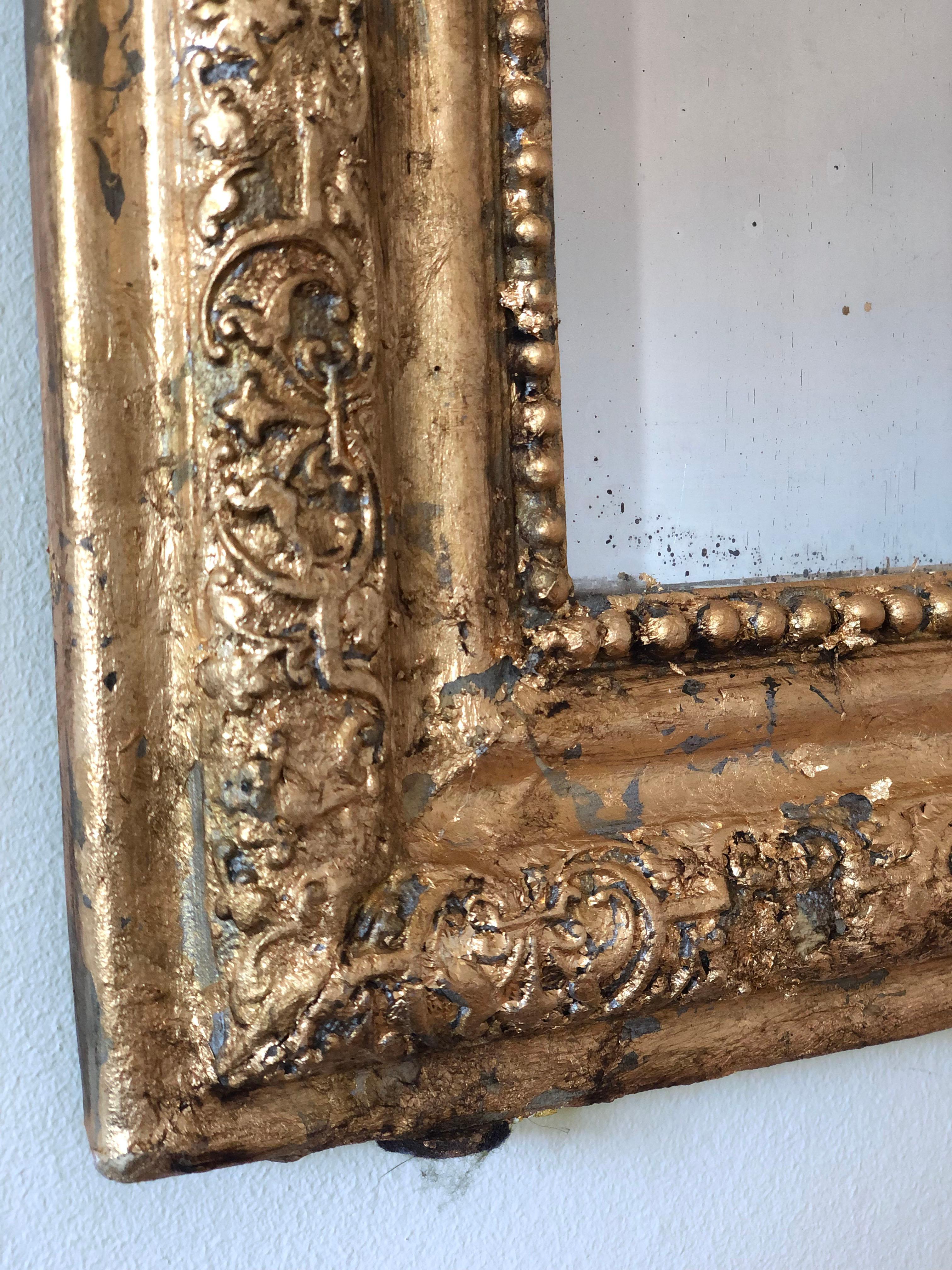 High Quality Antique Louis Philippe Mirror in Gold France Late 19th Century 1