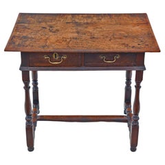 High-Quality Antique Oak Writing Table - Early 18th Century Desk Side Dressing