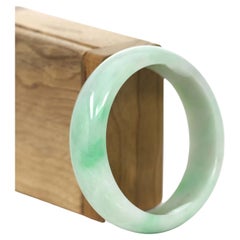 Bracelet jonc de haute qualité en jade naturel birman vert pomme (57,02 mm) n° 889