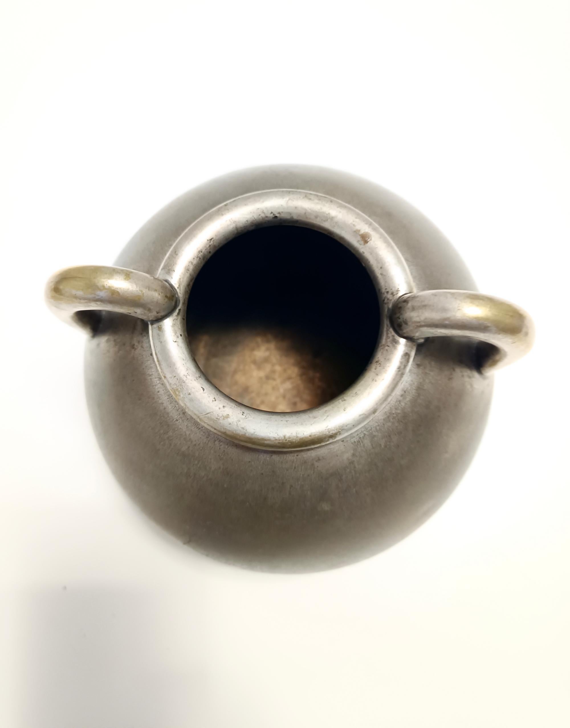 Vaso in ottone argentato brunito Art Deco di alta qualità, Italia In condizioni ottime in vendita a Bresso, Lombardy