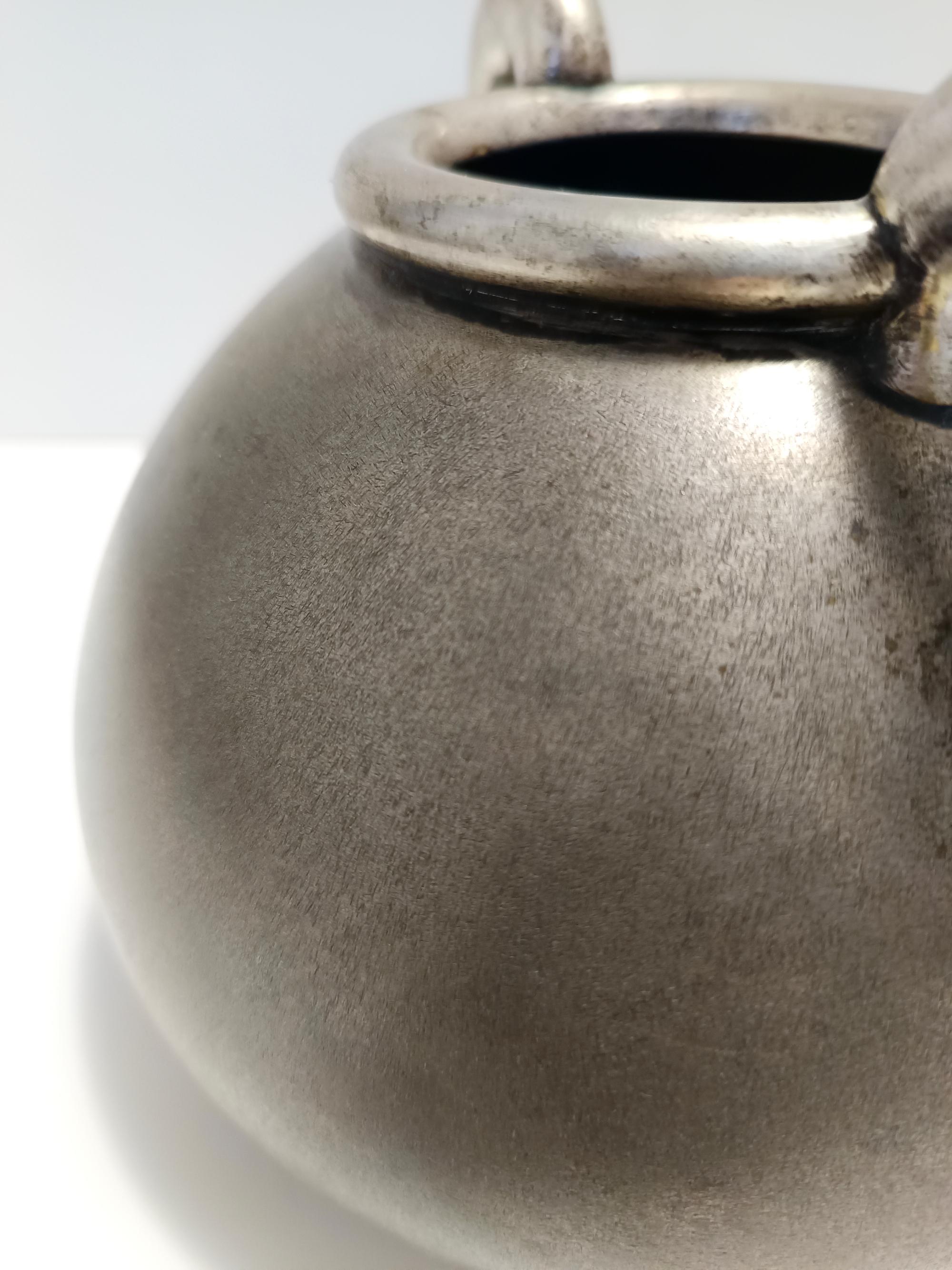 Ottone Vaso in ottone argentato brunito Art Deco di alta qualità, Italia in vendita